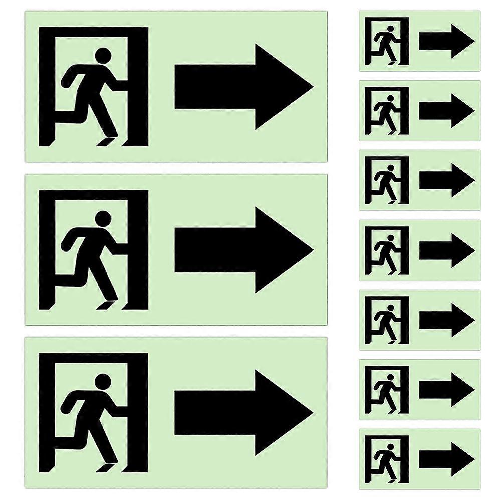 Glow in Dark Exit Sign Emergency Guidance Sticker for Fire Exits Pvc Multi Material Offering Bright and Clear Visibility 10Set
