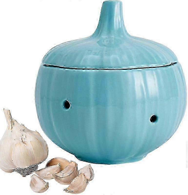 Ceramic Garlic and Ginger Storage Container with Lid for Fresh Kitchen Ingredients