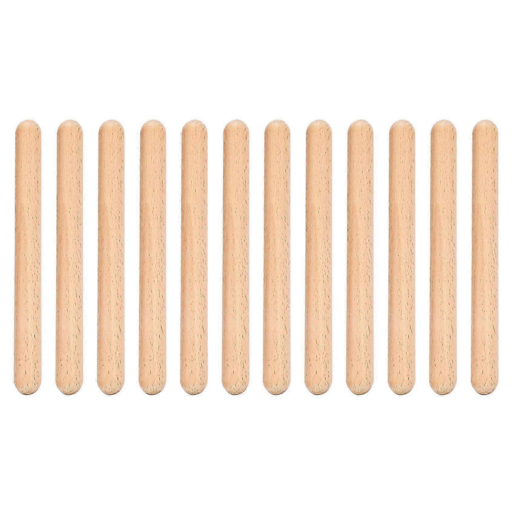 Wood Claves Rhythm Sticks for Children - 6 Pairs of Musical Percussion Instruments