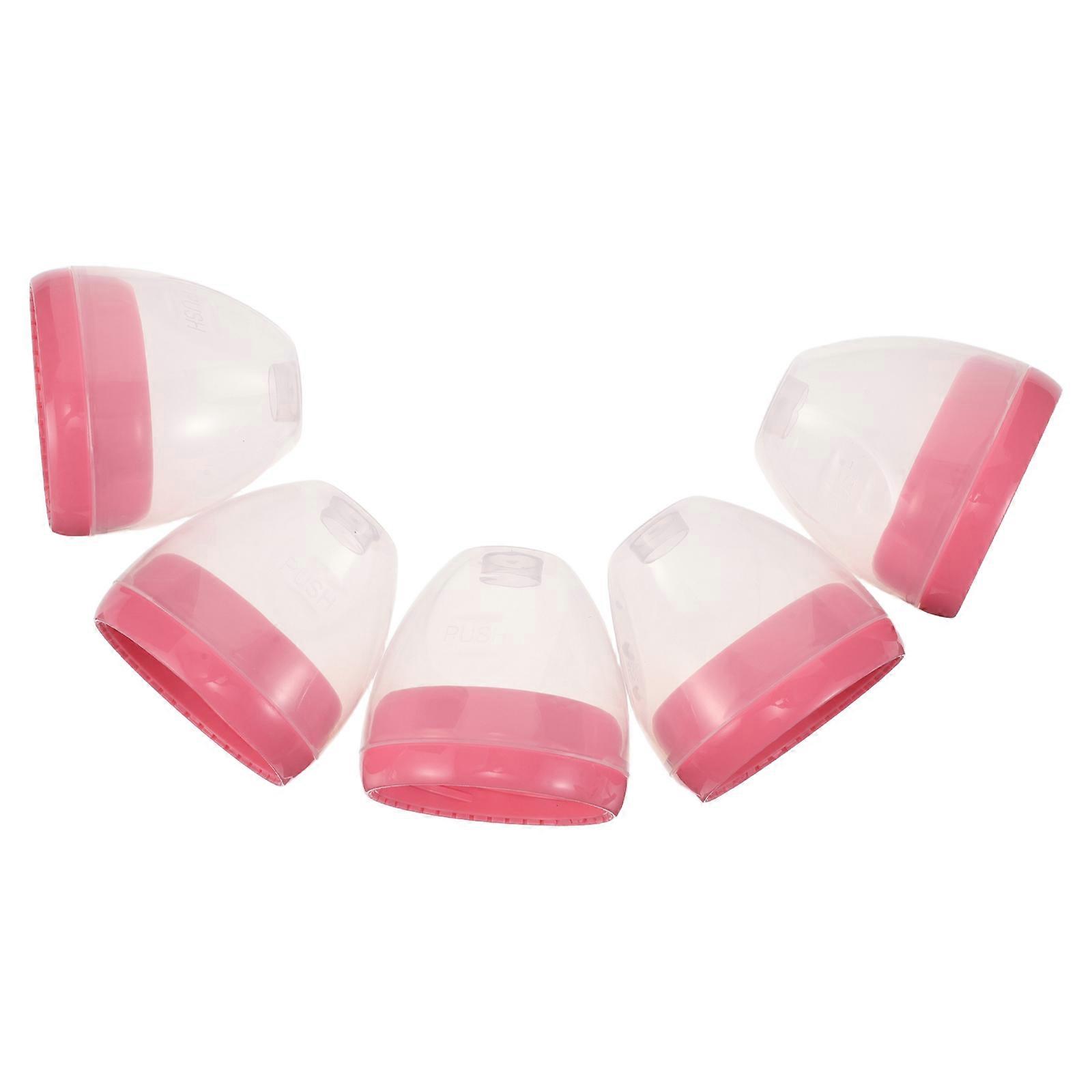 5Pcs Universal Baby Bottle Dome Caps Designed for Feeding Infants in Pink Plastic Offers Leak-proof Sealing Functionality