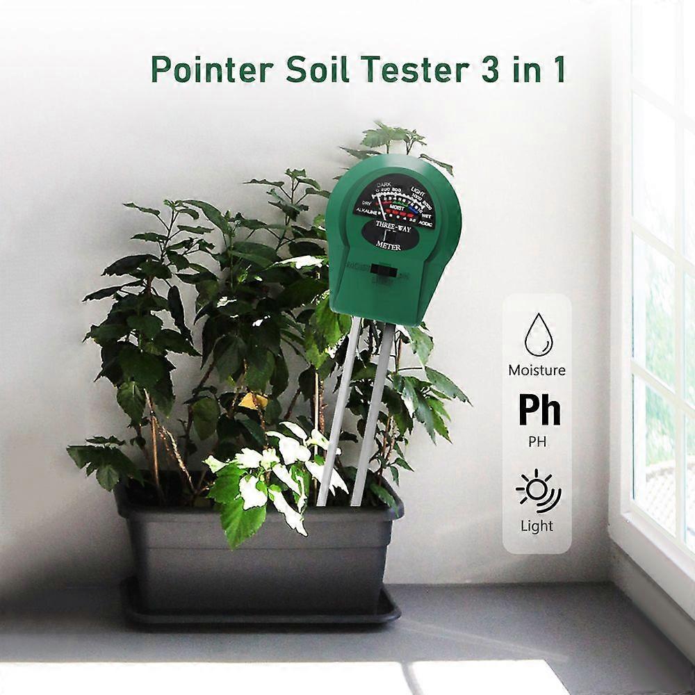 Pointer Soil Tester 3 in 1 Light/ PH/ Moisture Testing Multifunction Soil Test Probe Portable Soil Illumination PH Humidity Meter for Greenhouse Garde