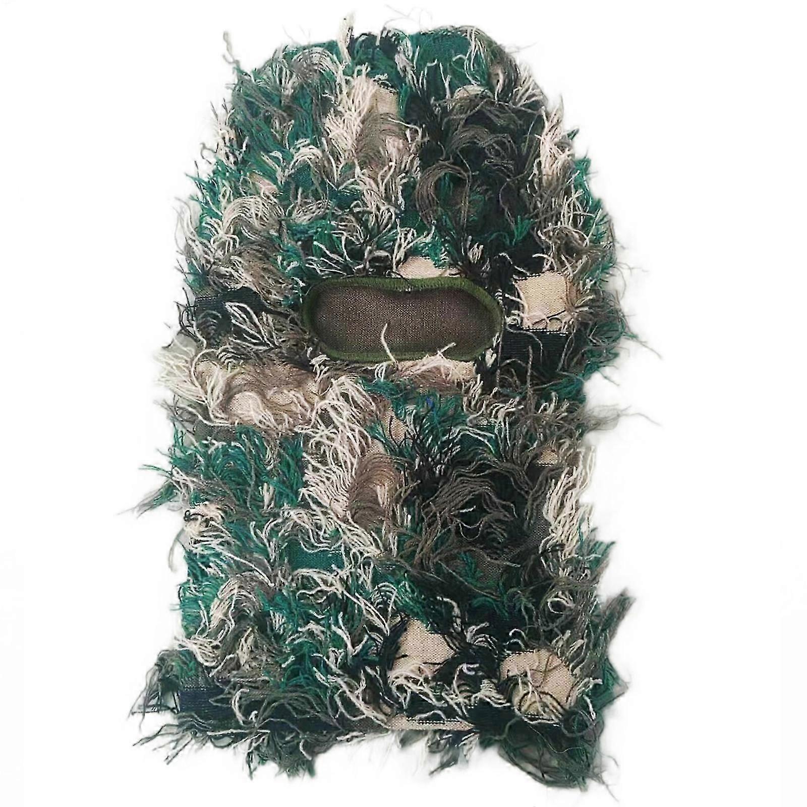 Distressed Knit Camouflage Ski Balaclava Full Face Fuzzy Mask