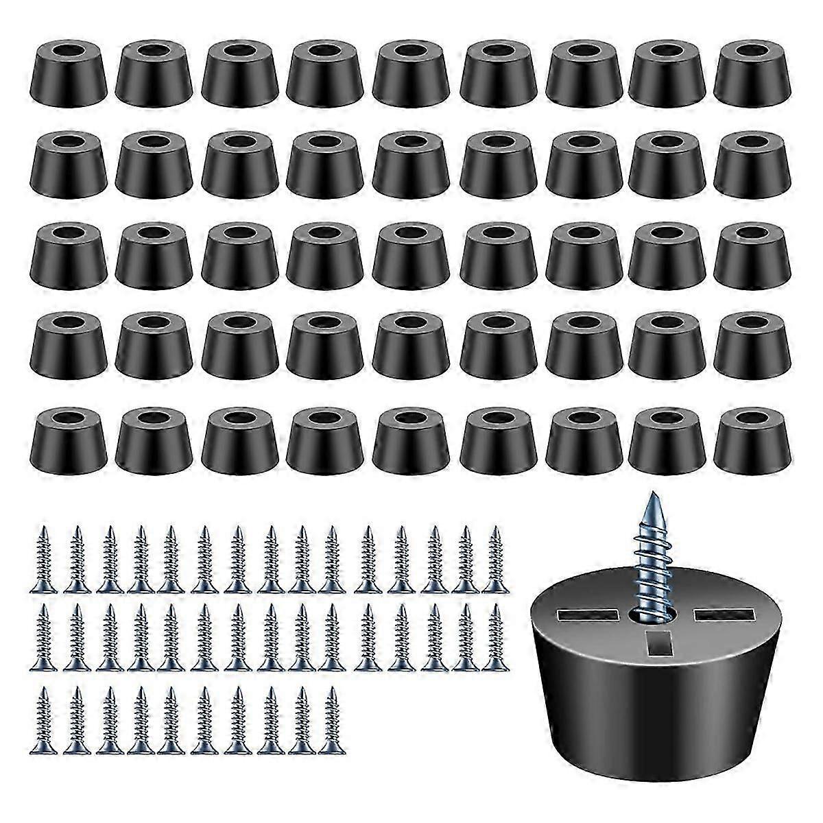 40 pcs pés de placa de corte de borracha com parafuso de aço inoxidável 304, 0,59 x 0,31 polegadas pés de placa de corte