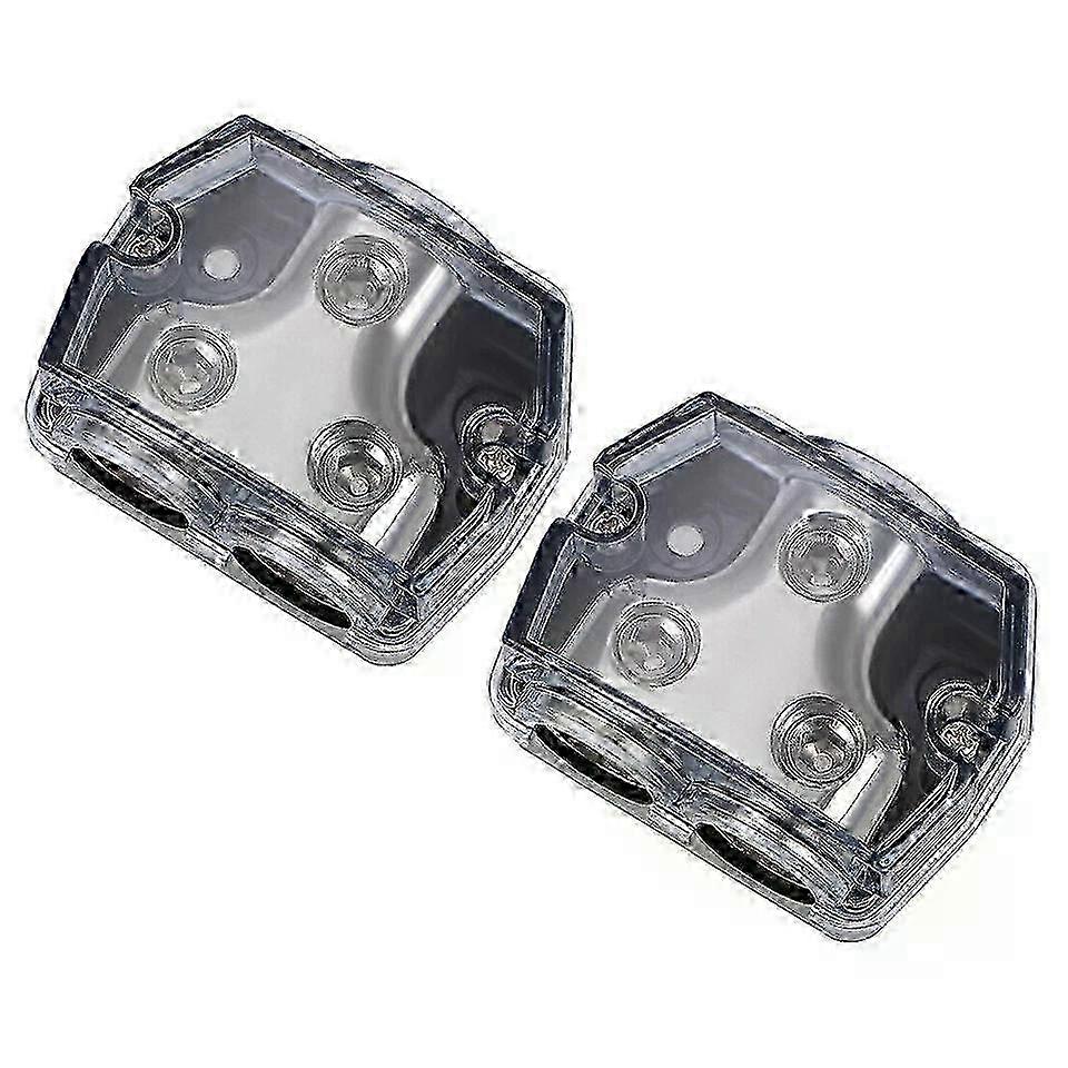 2 Way Power Distribution Block, 2pcs 0GA 1 In 2 Out Ground Distributor