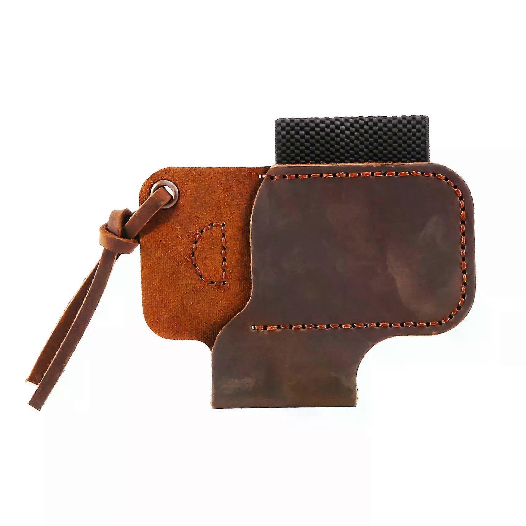 MSOR Handmade Leather Sheath Folding Knife Flashlight Holder EDC Tool Brown