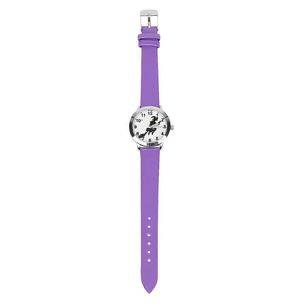 Creative Children Quartz Watch With Witch Design Ideal For Halloween Occasion 1Pack In Purple Color