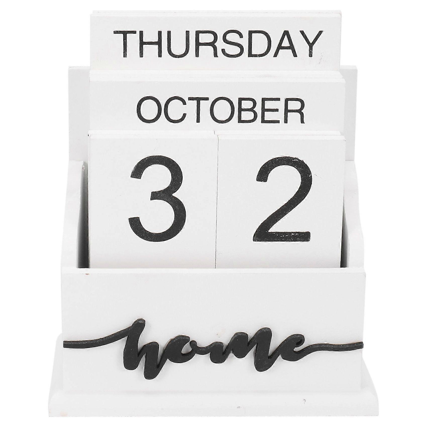 Wooden Clamshell Desk Block Calendar Permanent Wooden Desk Calendar Week Month Date Display Home Of