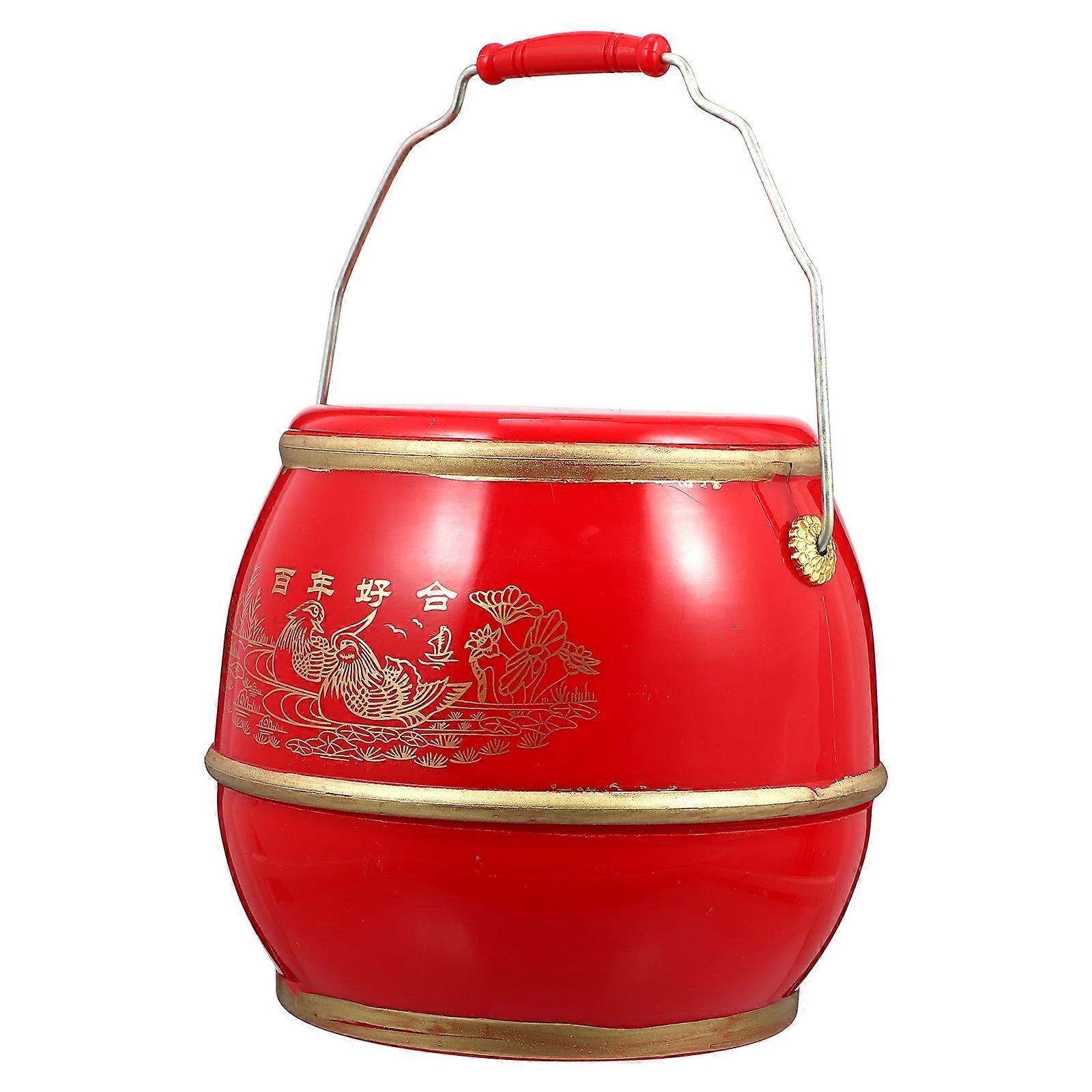 Egg Storage Bucket Wedding Ceremony Red Plastic Material for Brides 1Pc