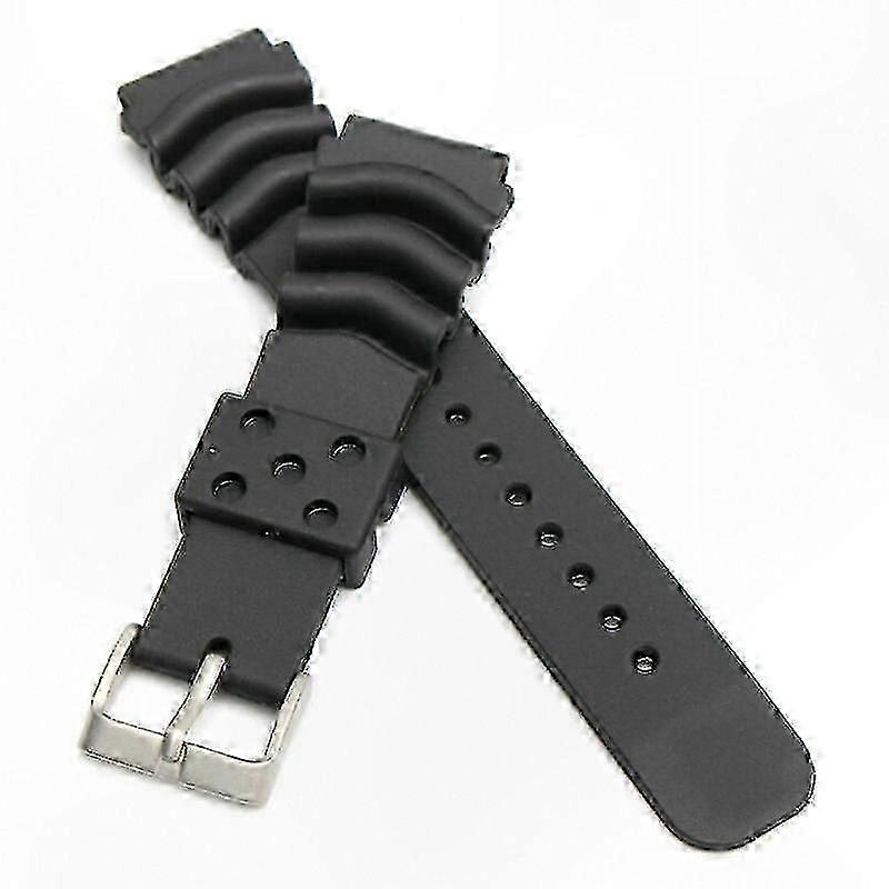 Black Rubber Dive Watch Strap Replacement for Diver's Timepiece Accessory