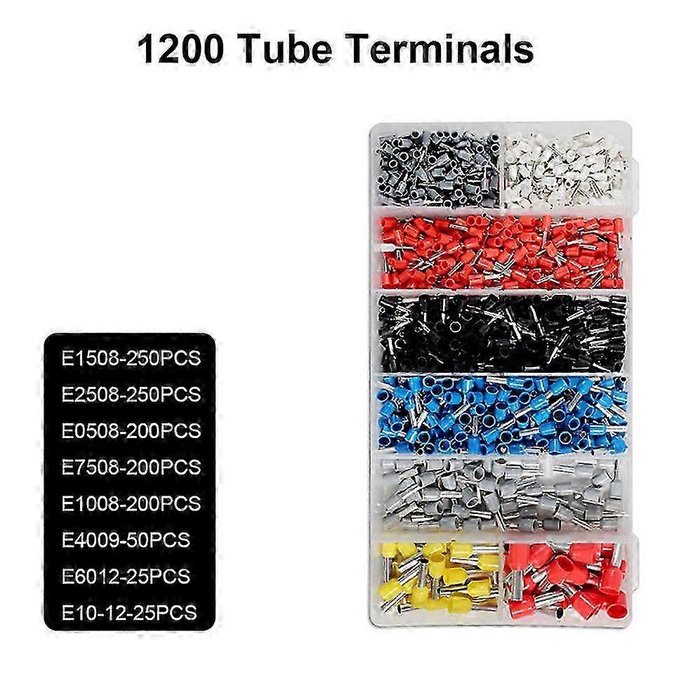 Bootlace ferrule crimper plier for cable connectors - Professional 1200Pcs crimp tool kit with terminals