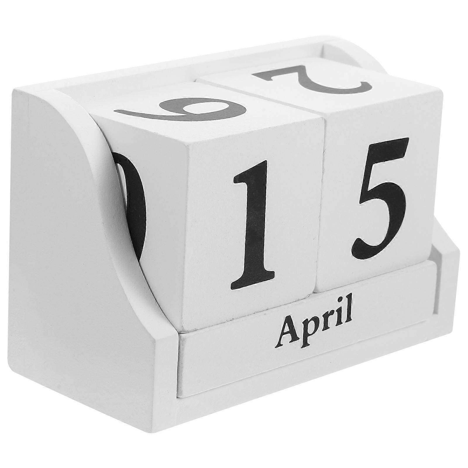 Wooden Desk Calendar for Date Display with 3Pcs Block Set on Desk