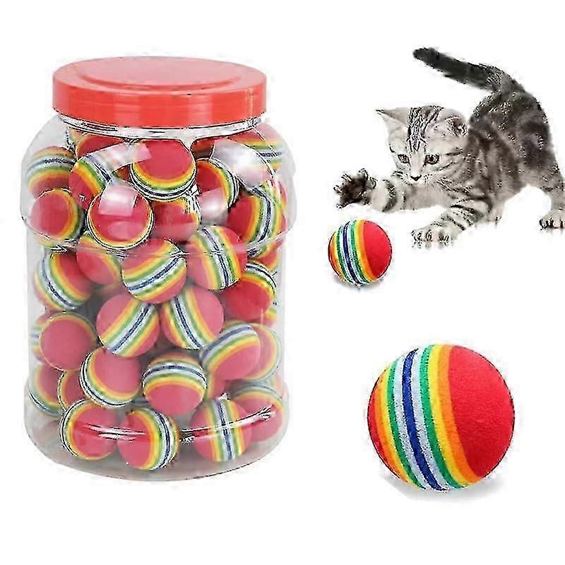 1 x Rainbow Eva Cat Toy, Ball, Interactive Toy for Cats and Dogs, for Chewing and Scratching, Eva Ball, Training Balls (42 mm) 42MM