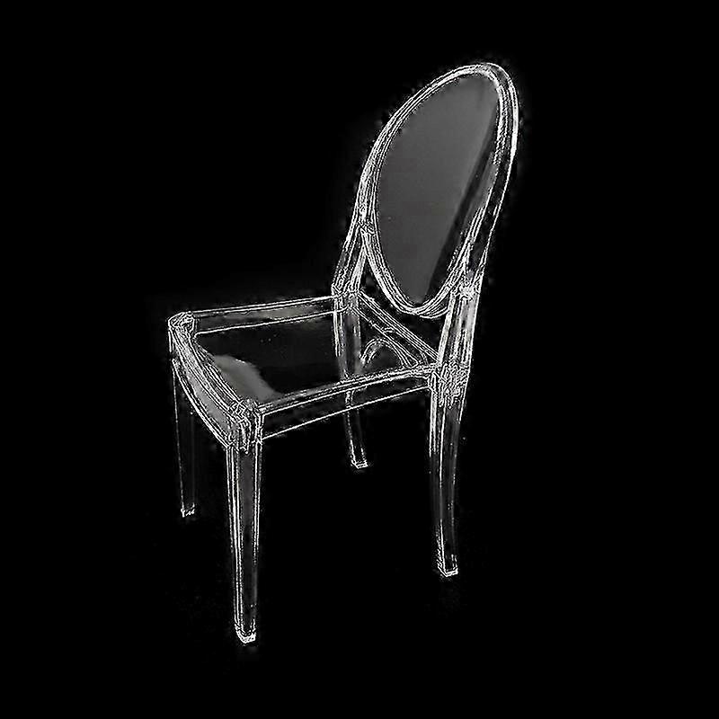 2 كرسي طعام من الكريستال البلاستيكي في منتصف القرن ، نموذج كرسي منزلي غير رسمي (شفاف)