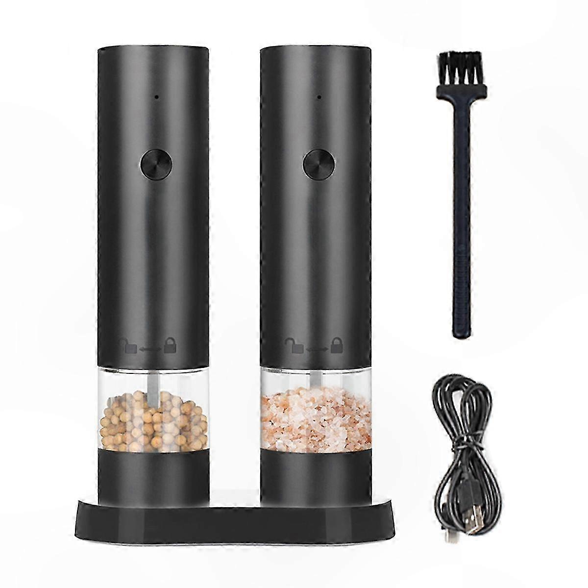 Automatic Electric Salt and Pepper Mill Set with Adjustable Coarseness for Kitchen and BBQ Use