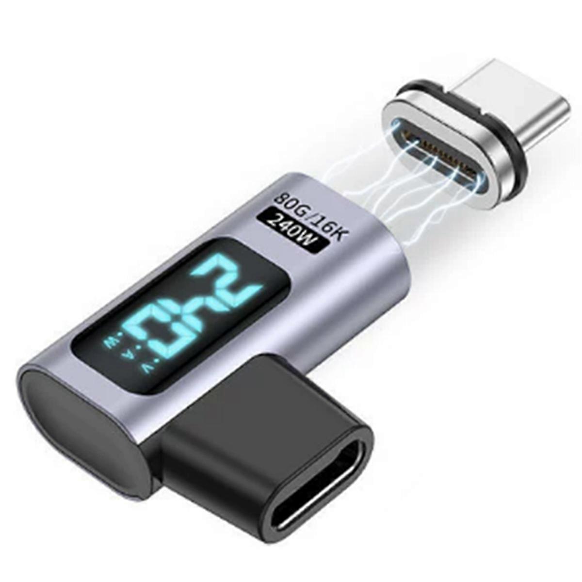 PD 240W Magnetic USB C Adapter Fast Charging Type C to USB C USB4 Connector 80Gbps 16K60Hz Elbow