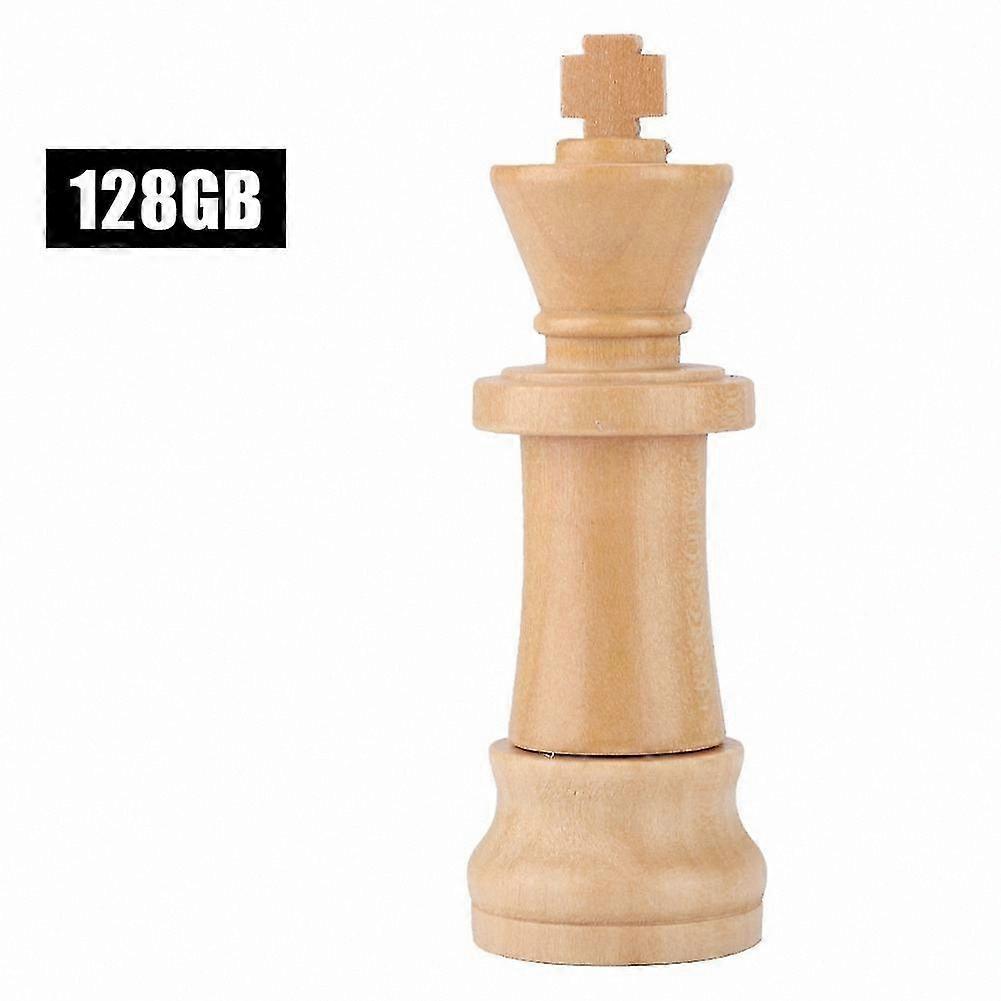 128GB USB 2.0 Wooden Chess Design Memory Stick for Data Storage