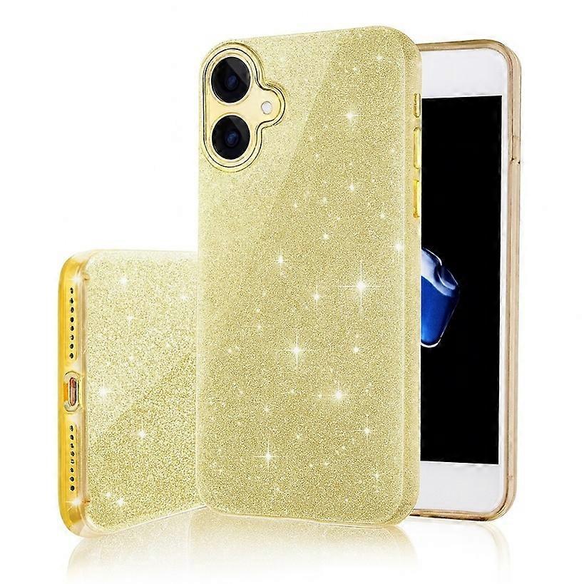 iPhone 16 - 3w1 Brokat Elegancki Soft Shell Złoty