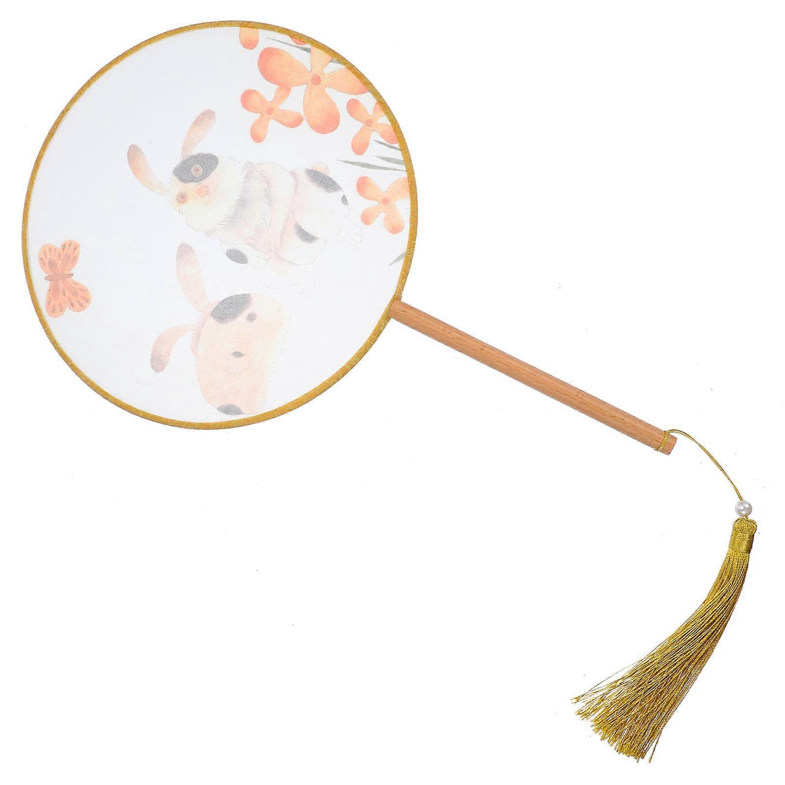 Hand Circular Fan Chinese Style Fan for Decoration with Tassel