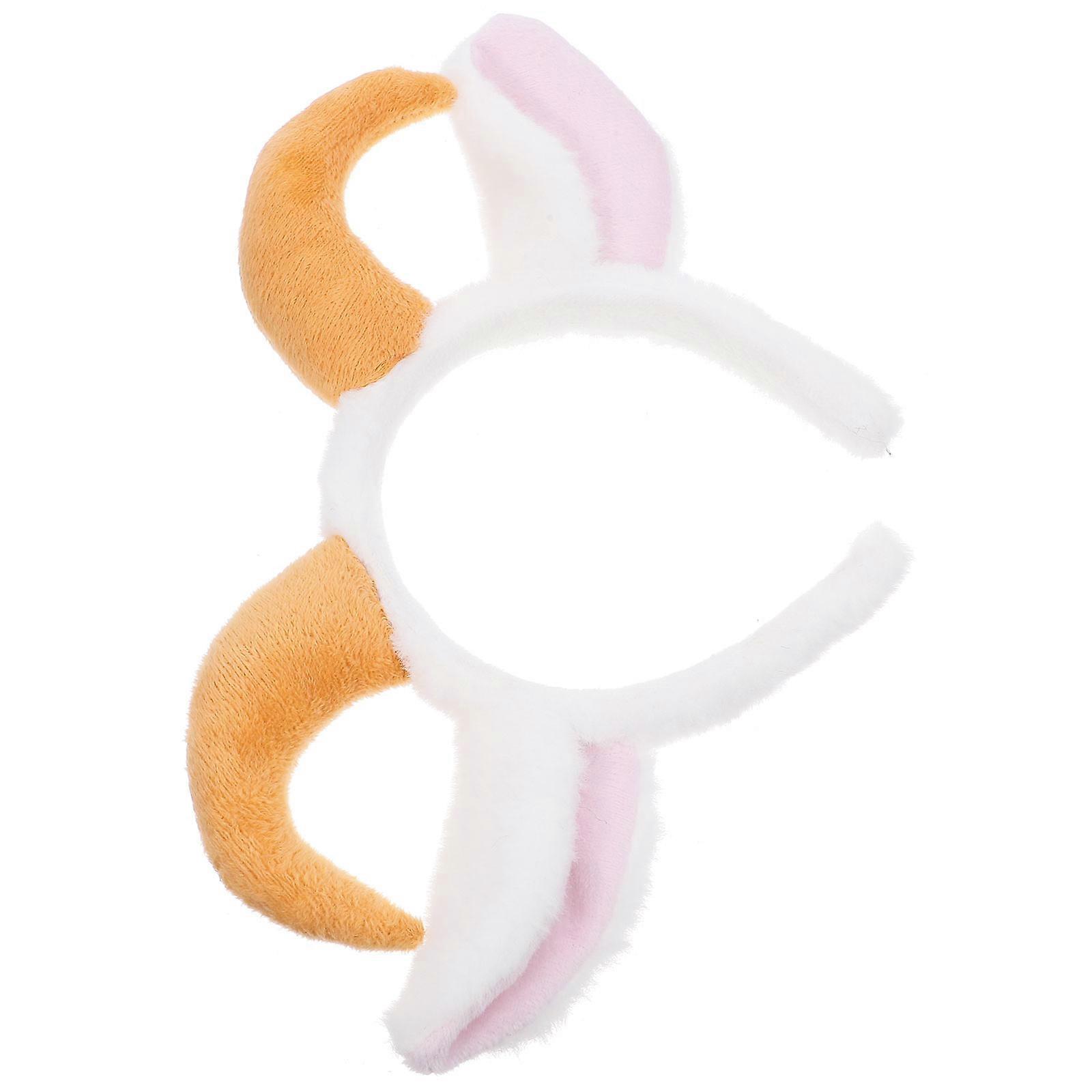 Goat Horns Headband Lamb Sheep Headband for Cosplay 2Pcs White Plush
