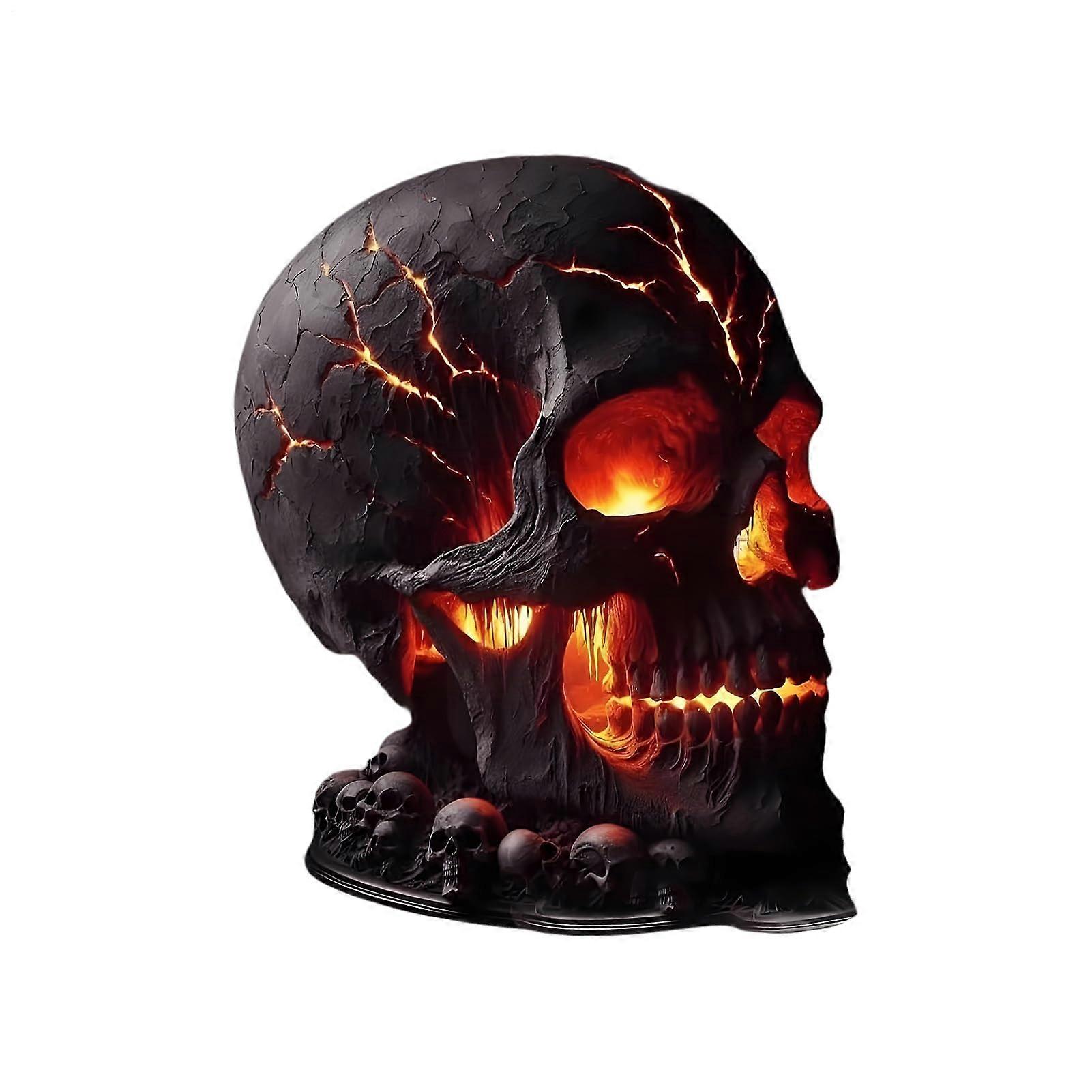 Halloween Skull Lamp Stone Skull Table Lamp Gothic Style Flame Effect Living Room Decor Model