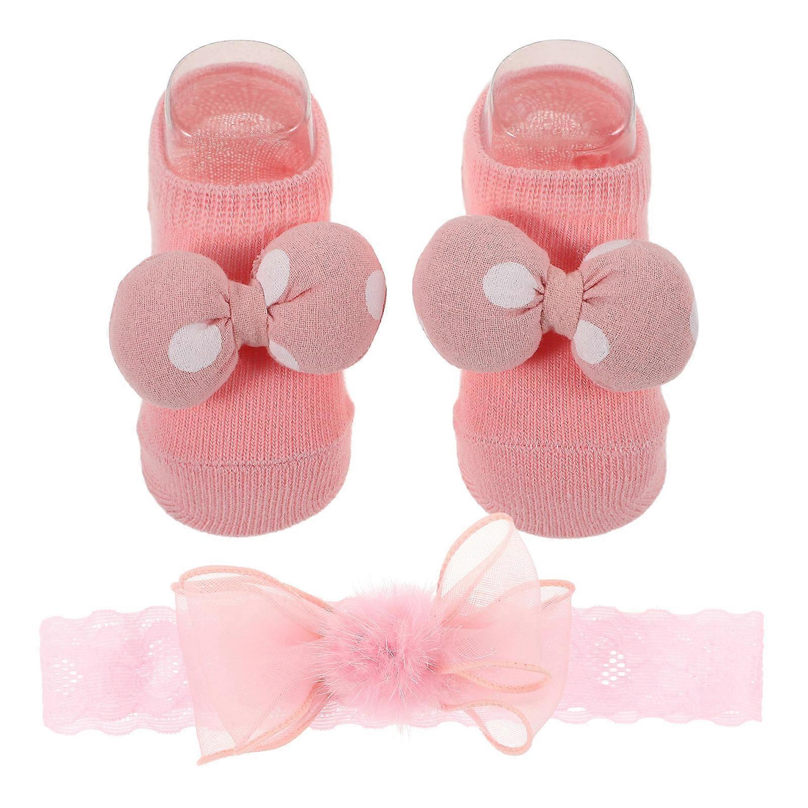 Baby Headband and Socks 3Sets with Flower Design for Newborn Gift