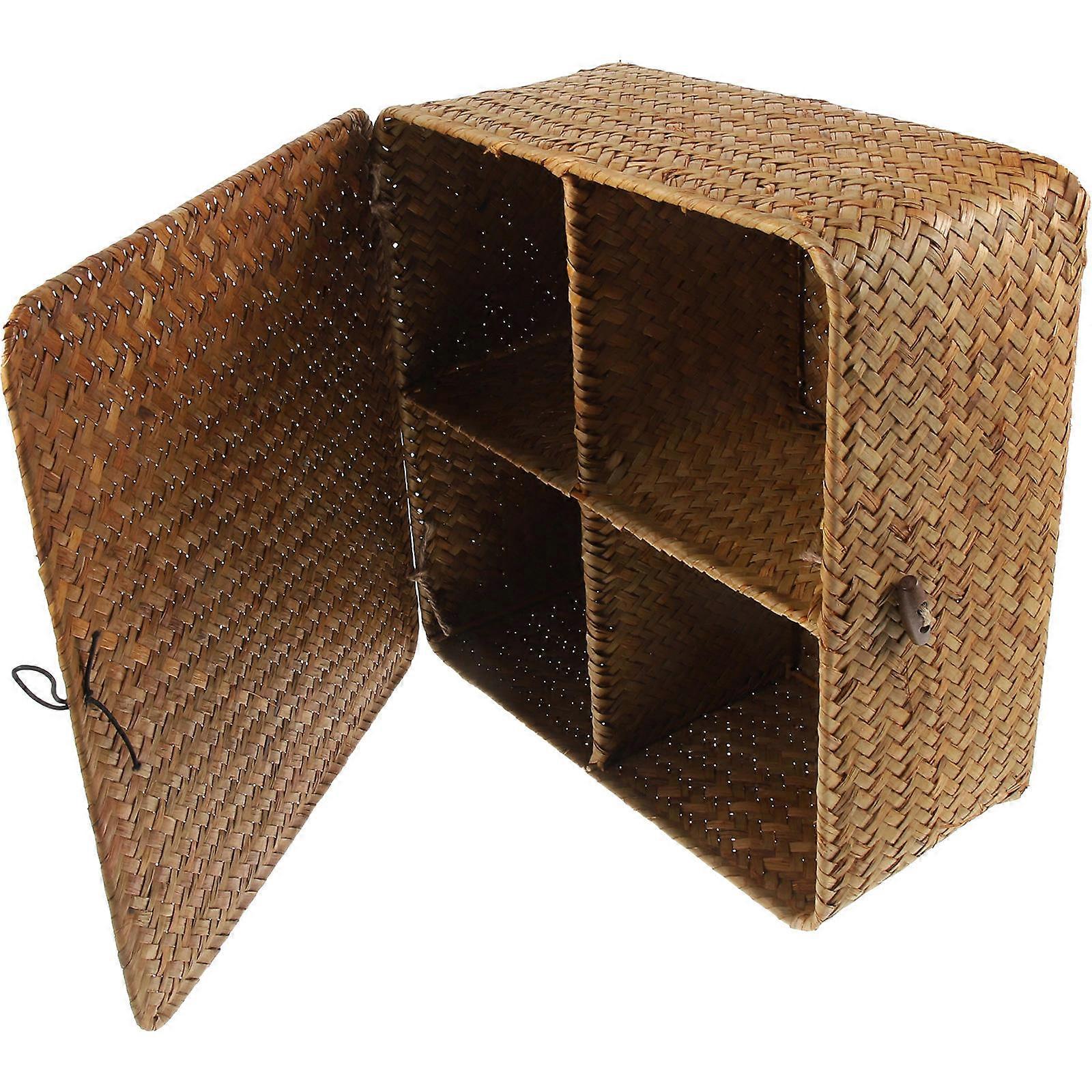 Light Brown Woven Basket Storage Container For Home Organization And Desktop Use 1Pc