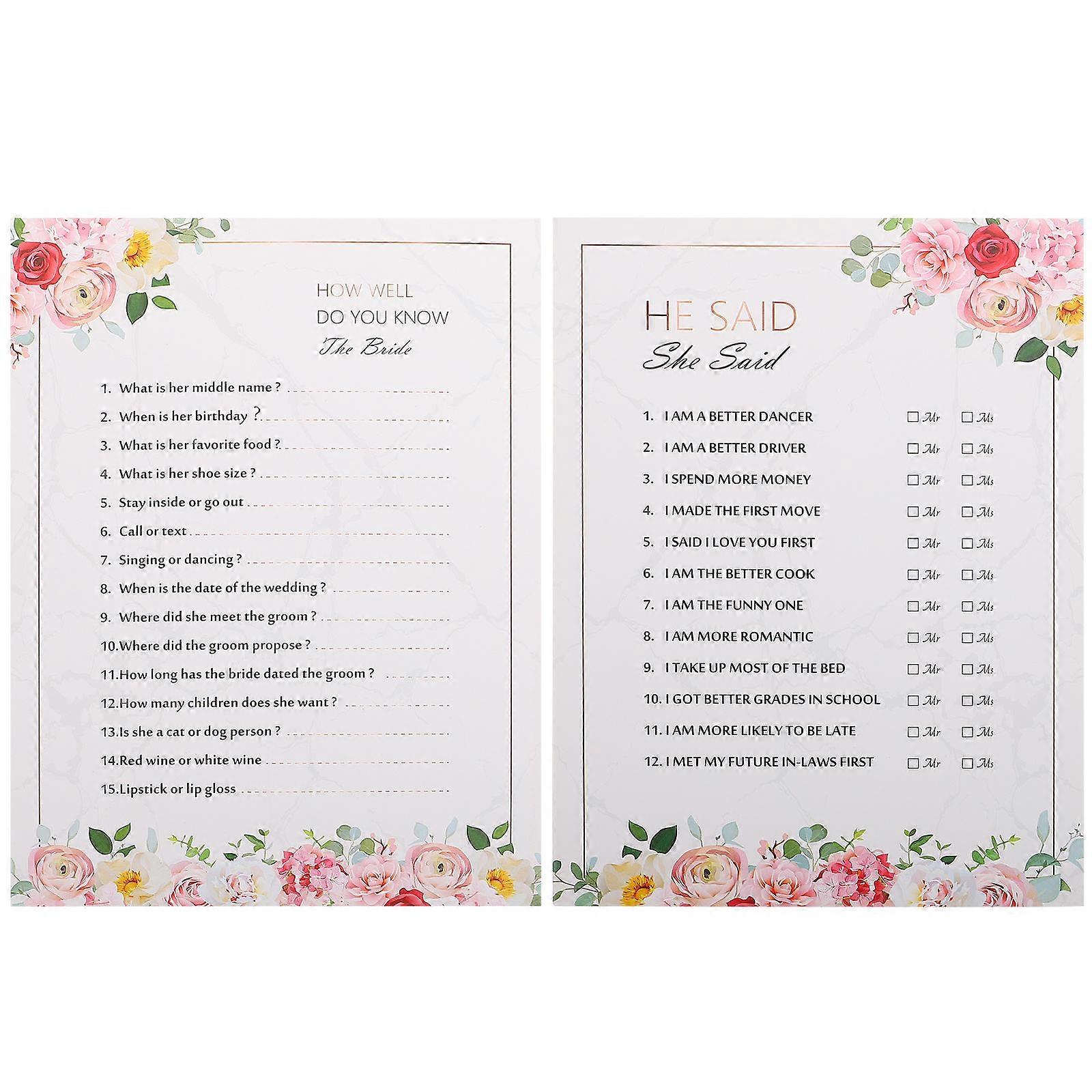 Games Writing Cards for Party Use with 40Pcs Bachelorette Cards