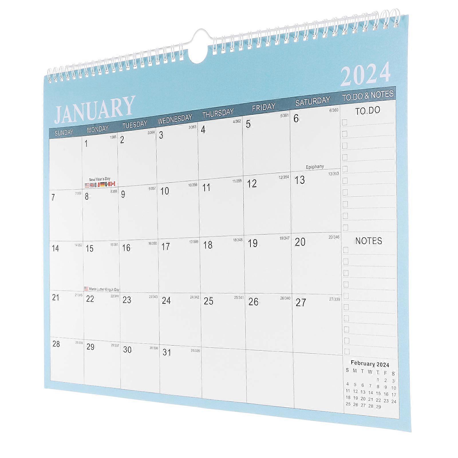 2024-2025 Wall Calendar Desktop Calendar for Schedule Use 2Pcs Blue