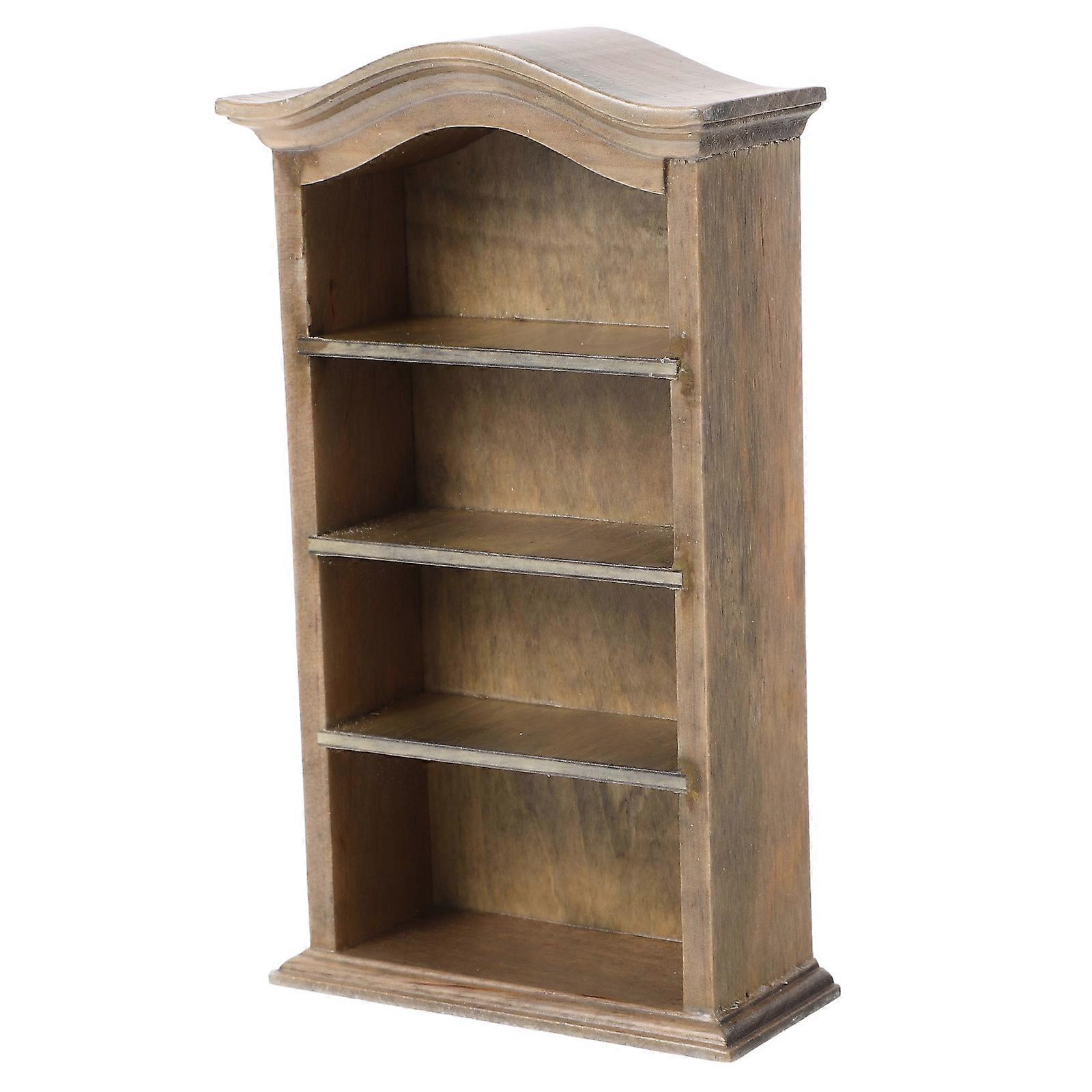Miniature Storage Shelf for Doll House 4Pcs Wooden Bookcase Cabinet