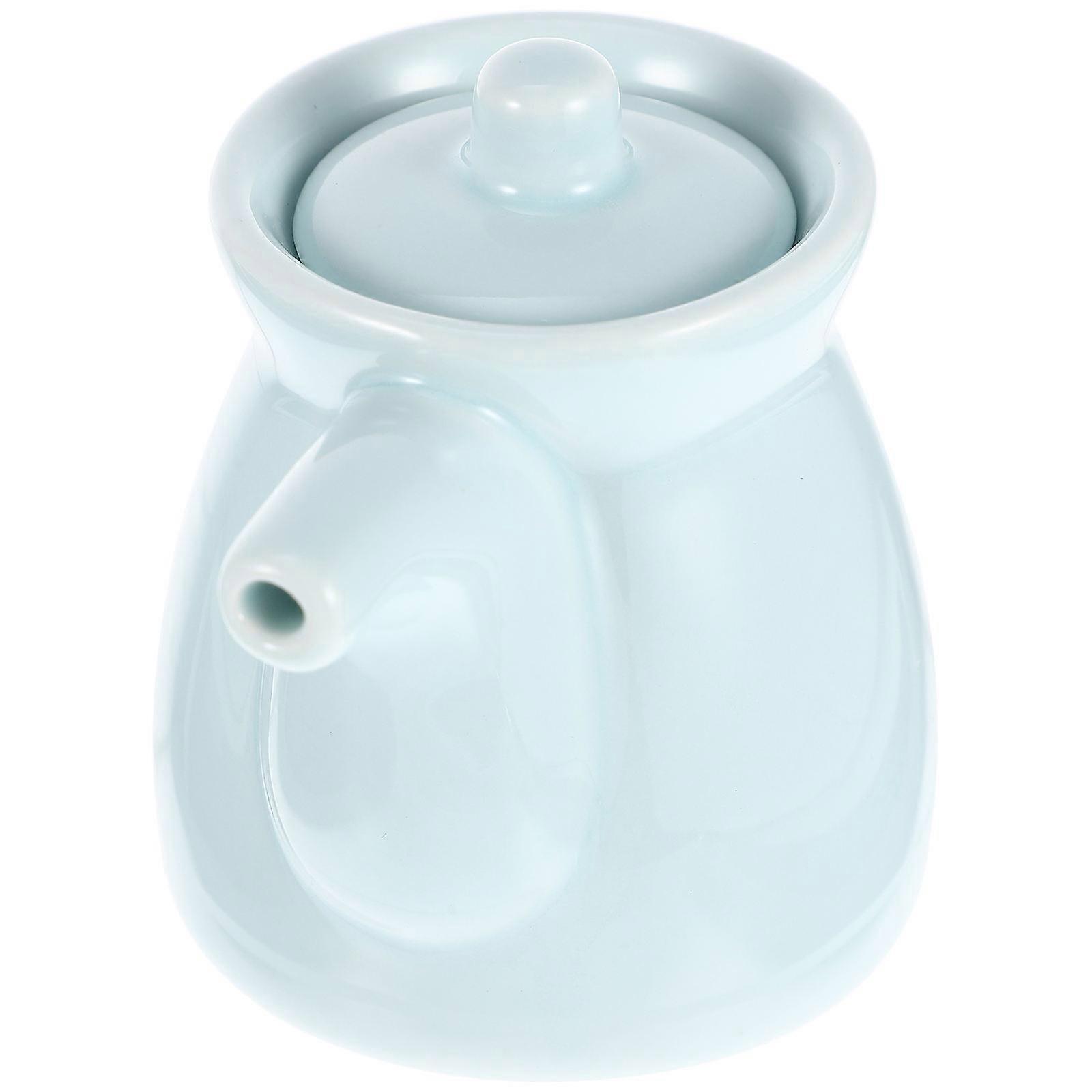 Ceramic Condiment Bottle 4Pcs Soy Sauce Jar Kitchen Storage Sky-Blue Dispensing Solution
