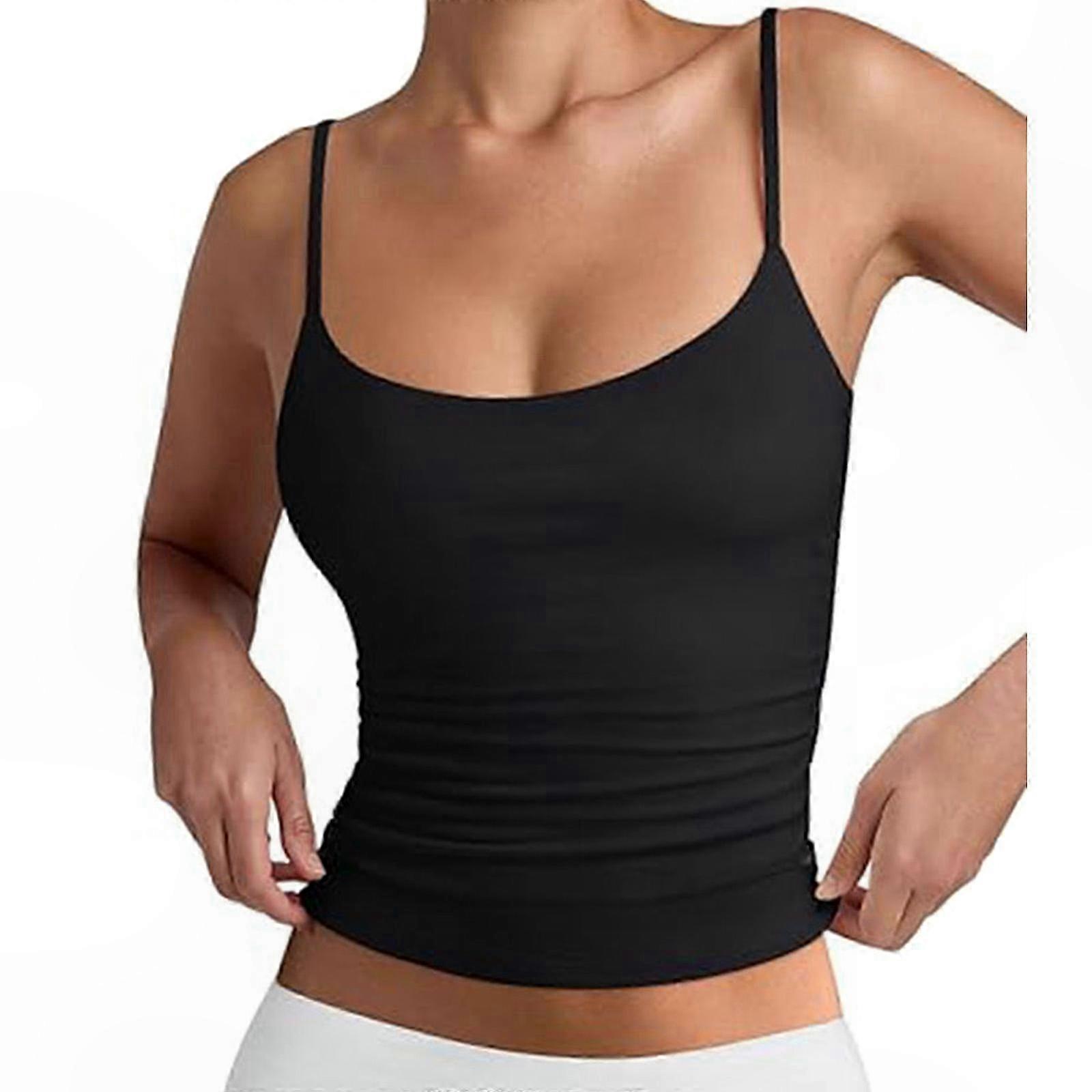 Women's Adjustable Strap Tank Top, Double Lined Camisole, Sleeveless Backless Basic Shirt for Summer Casual Wear, White XXL
