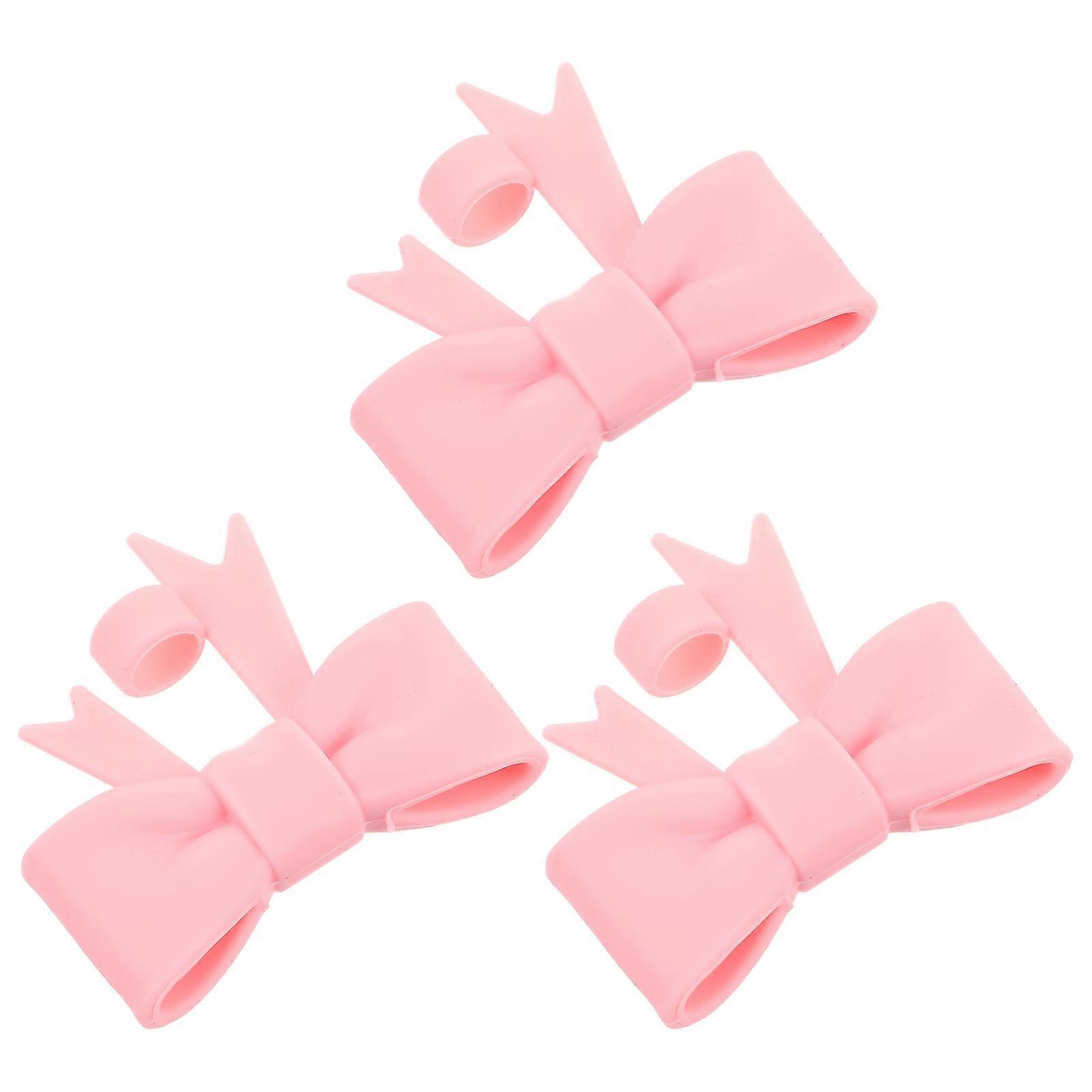 Bow Straw Cover Silicone Pink for Straw Protection Drinking 3Pcs