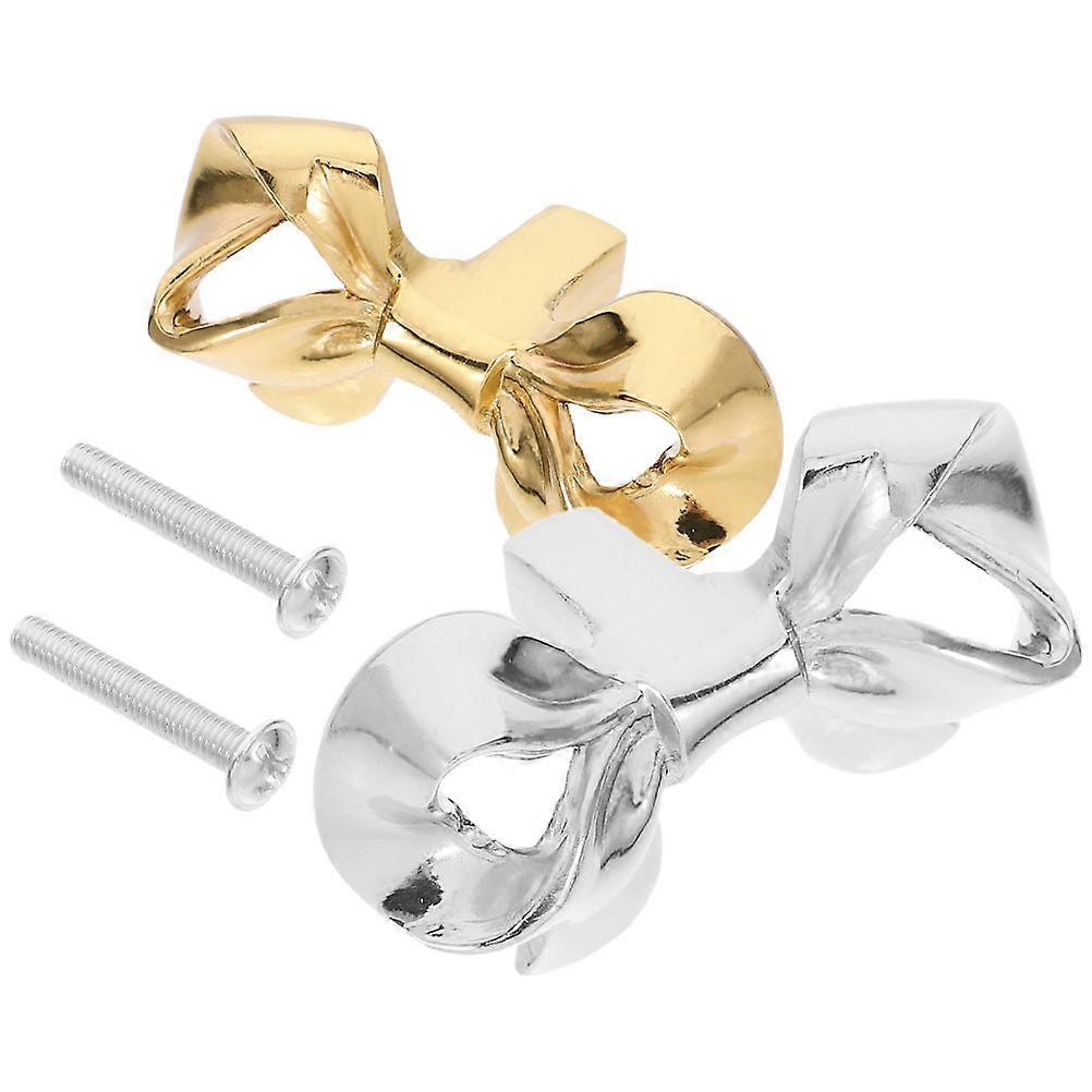 Vintage Bow Pull Handles 6 Pcs Gold Knobs For Kitchen And Cabinet Doors Durable Brass Decorative Hardware Stylish Shape