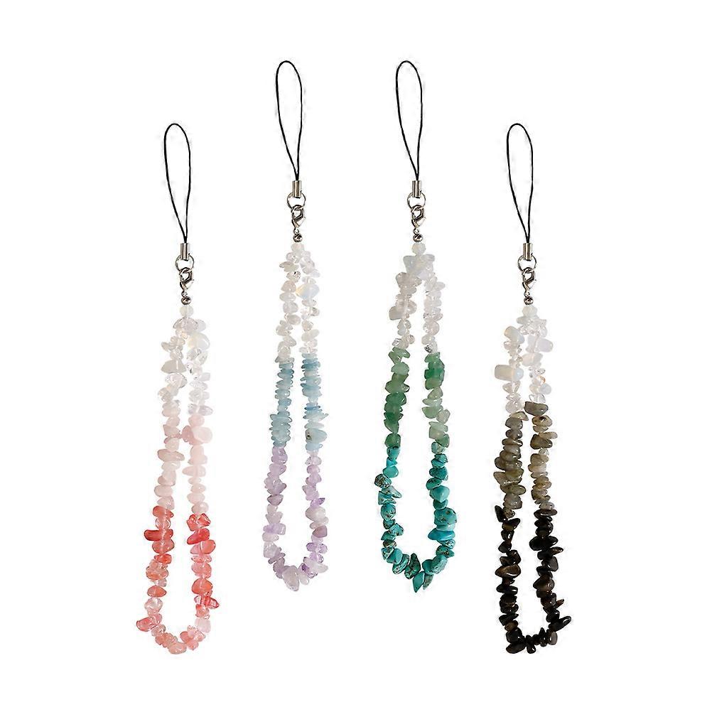 Mobile Phone Chains with Detachable Functionality for Daily Use Crafted from Assorted Color Crystal Stone 4Pcs