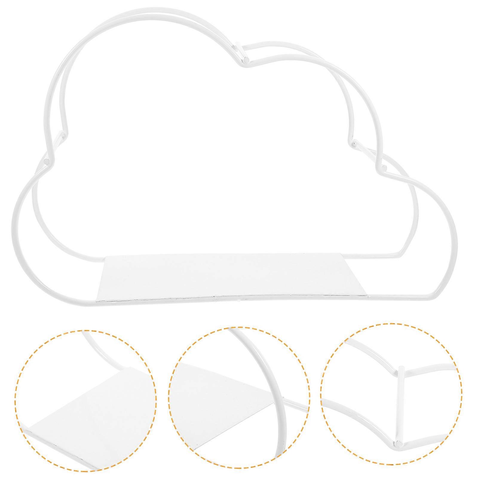 Newspaper Holder Cloud Shaped Book Rack for 3Pcs White Metal Wire Frame