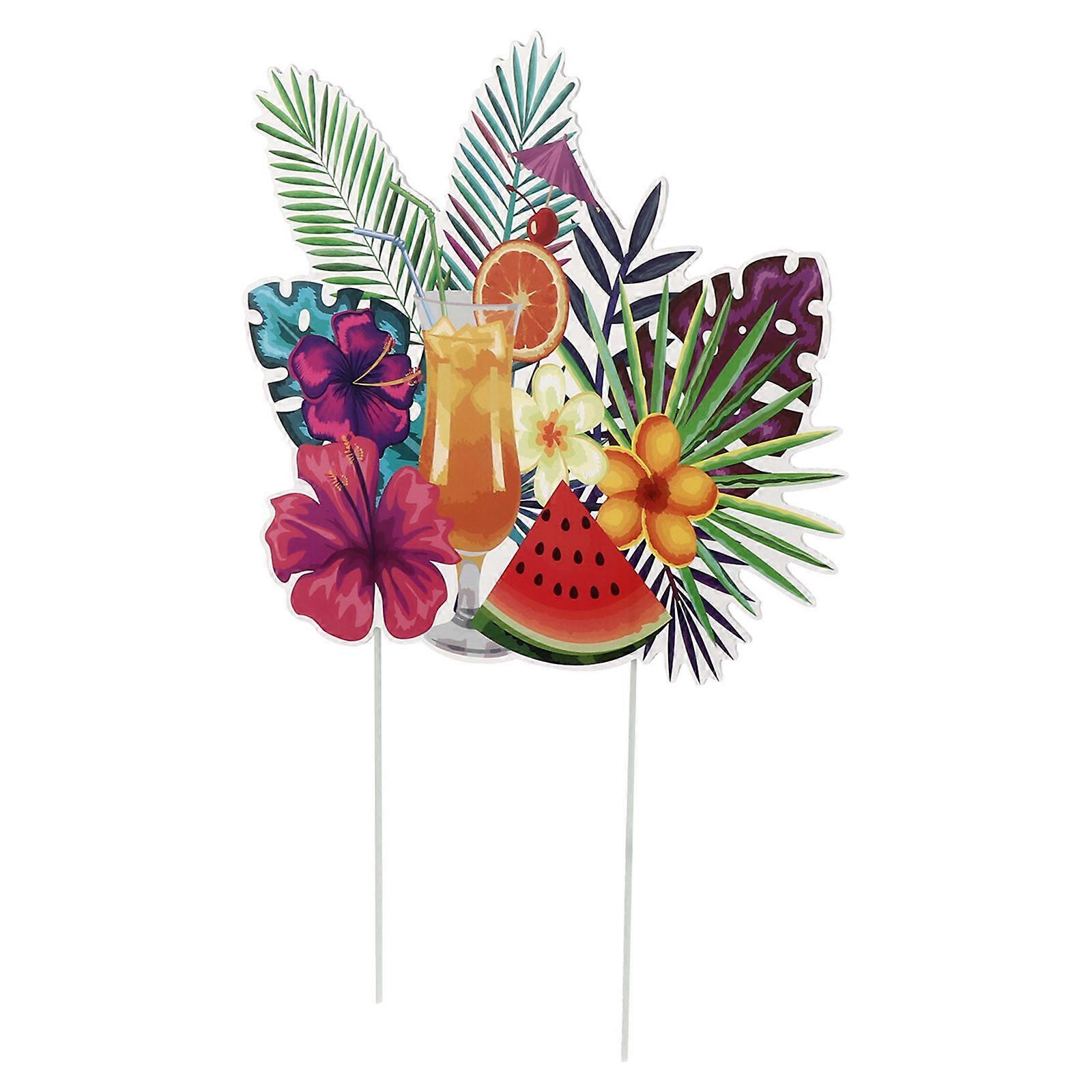 Hawaiian Lawn Stick Sign Decoration For Summer Beach Party Featuring Multi-Color Design And Rectangular Shape In 2Pcs
