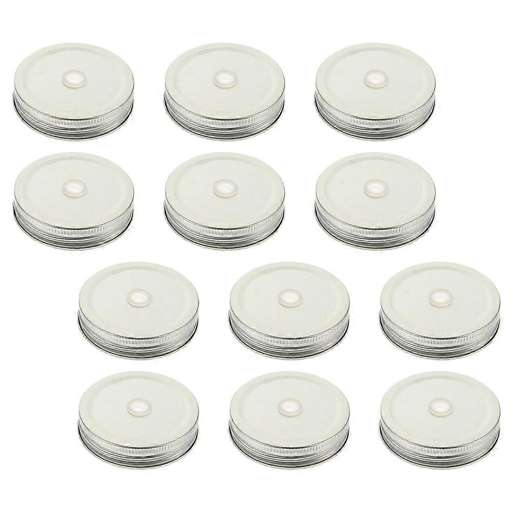 Jar Lids With Straw Hole For Home Use Square Iron Cup Lids 8.70X8.70X1.50CM Airtight 24Pcs