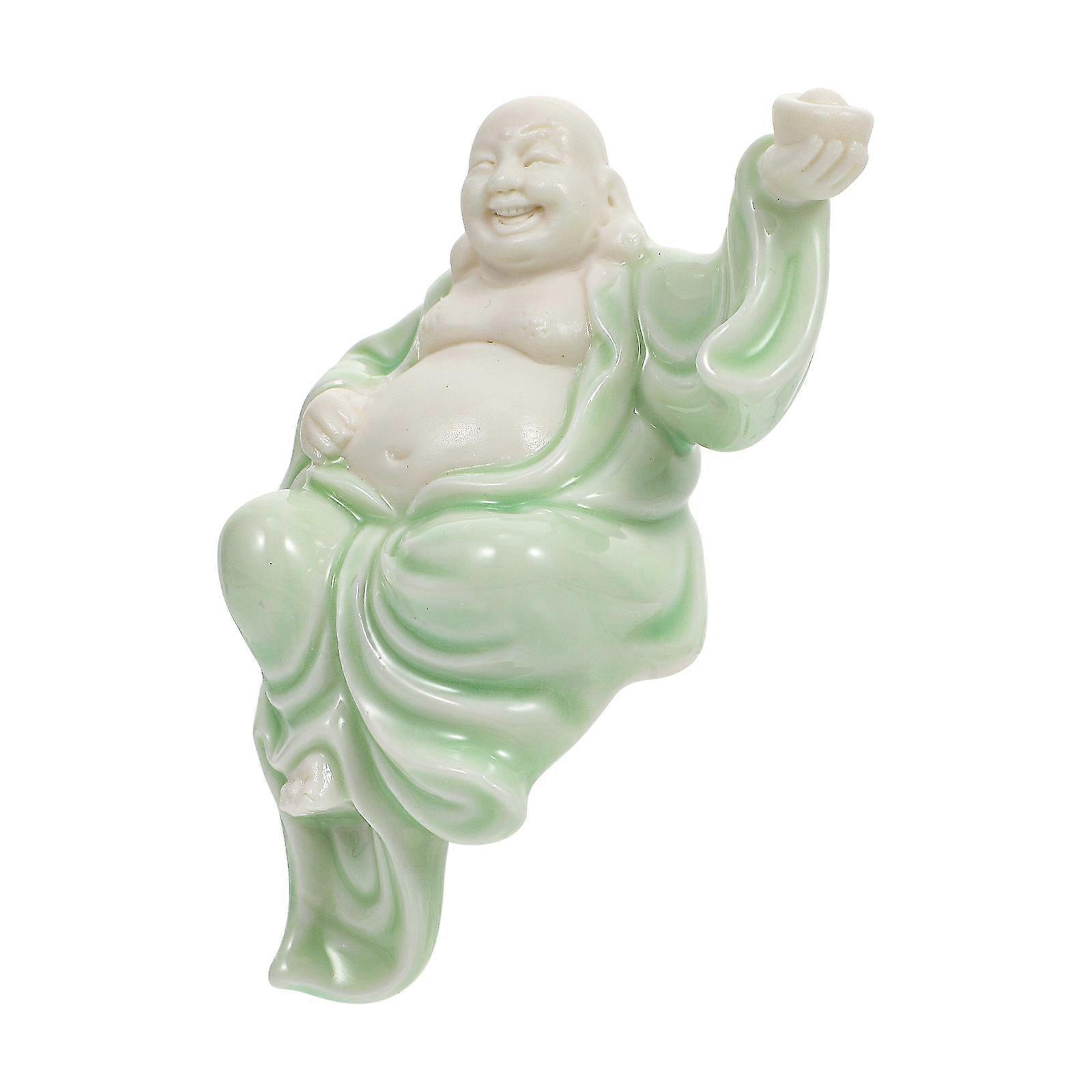 Decorative Maitreya Ornament for Decor Light Green Ceramic Desktop Decor
