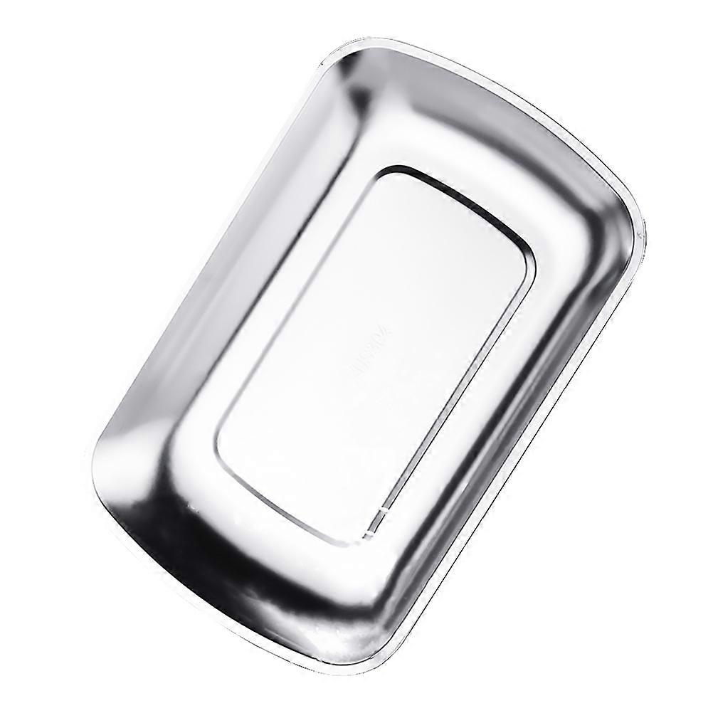 Rectangular Tray Stainless Steel Tray for Snack Serving 2Pcs Silver