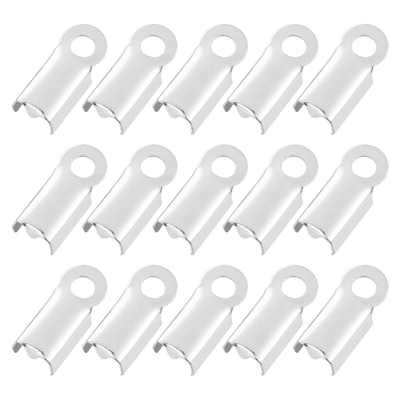 500Pcs Jewelry Components Ribbon Clamp Ends Rectangular Silver Suitable For Jewelry Makers And Artisans