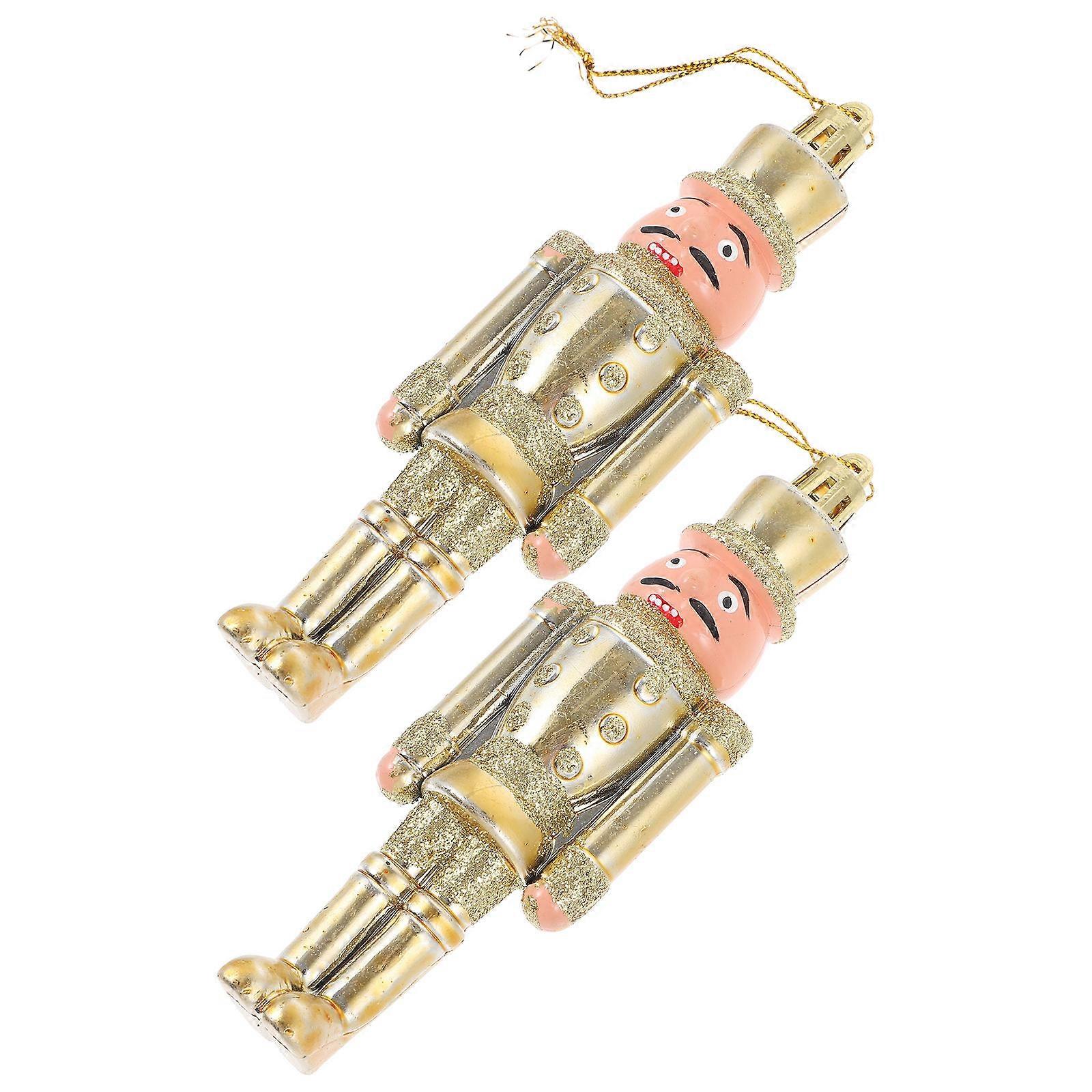 Xmas Tree Nutcracker Hanging Plastic Ornaments for 6Pcs Xmas Decor