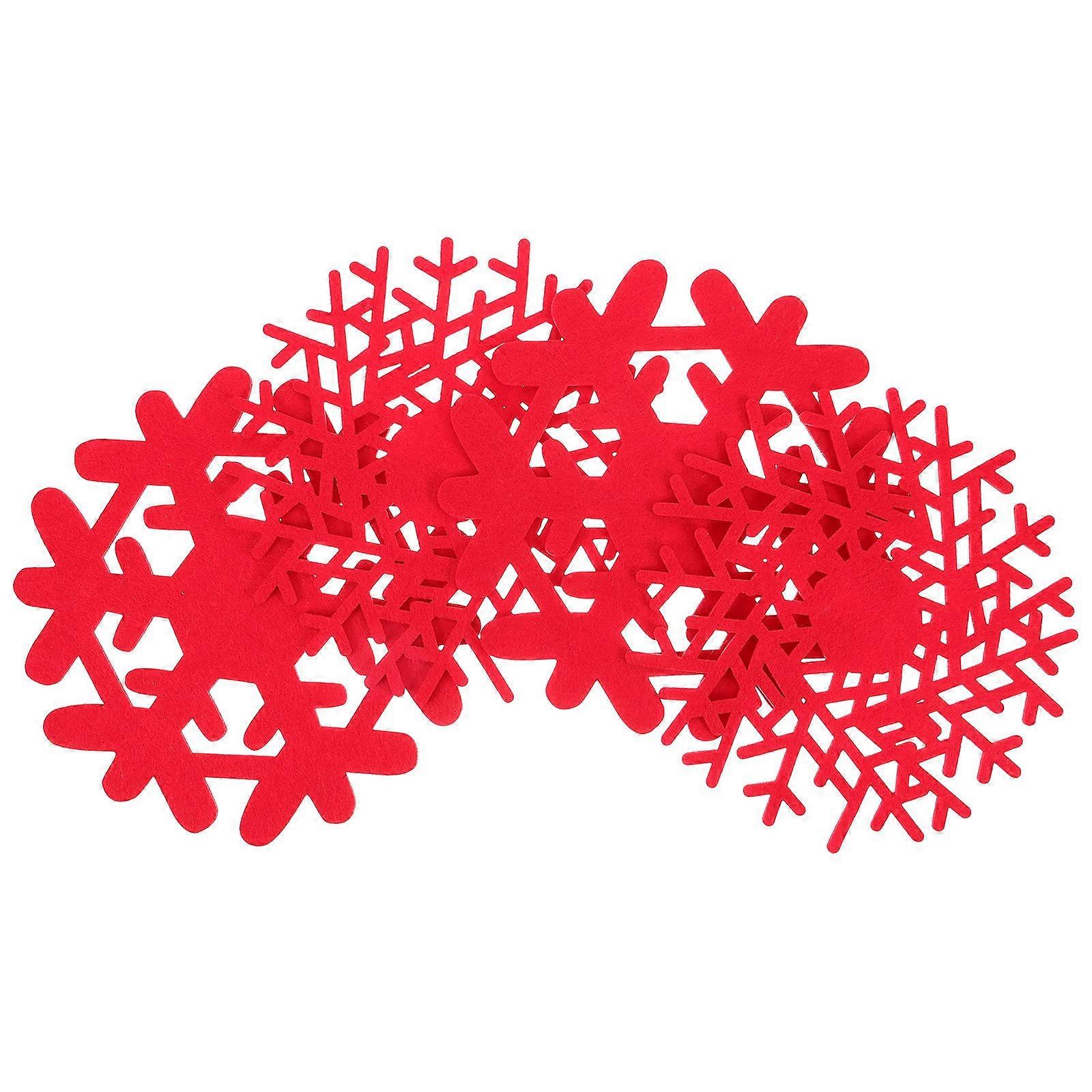 Decorative Christmas Coasters Snowflake Cloth Coaster 20Pcs Red