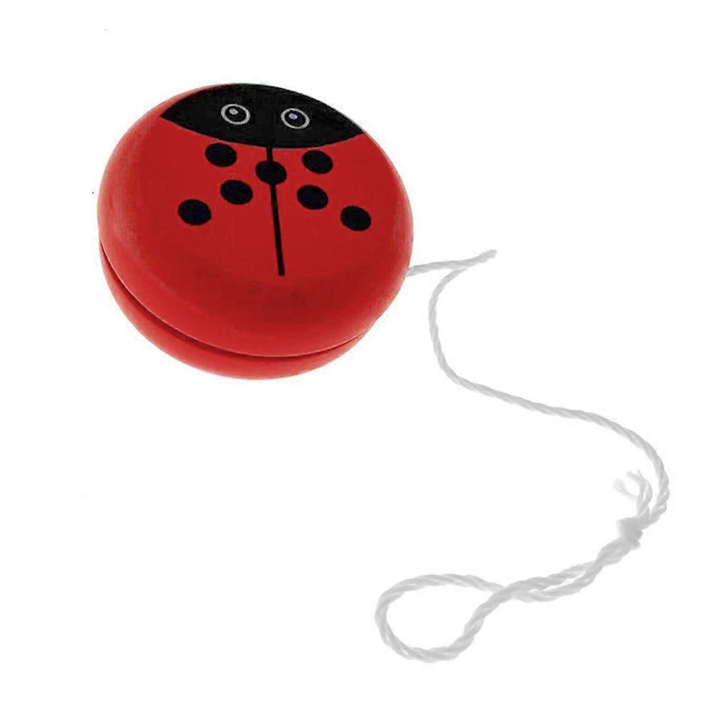 Kids Wooden Yo-Yo Toy for Play with 3Pcs Red Ladybird Pattern Balls