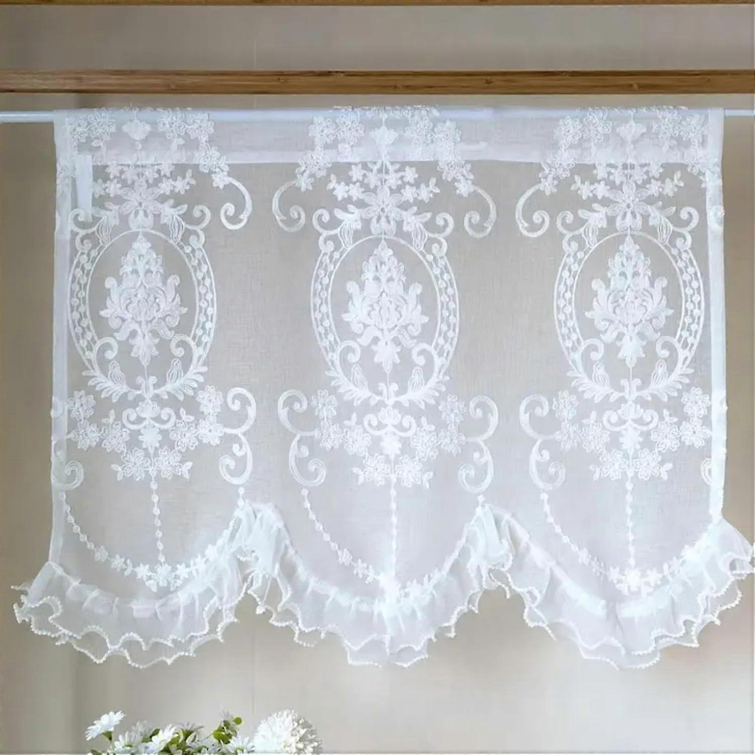 Handcraft Embroidery Accent Curtain Polyester Light Filtering 140x65 cm Bedroom Nursery Bathroom Window Coverings