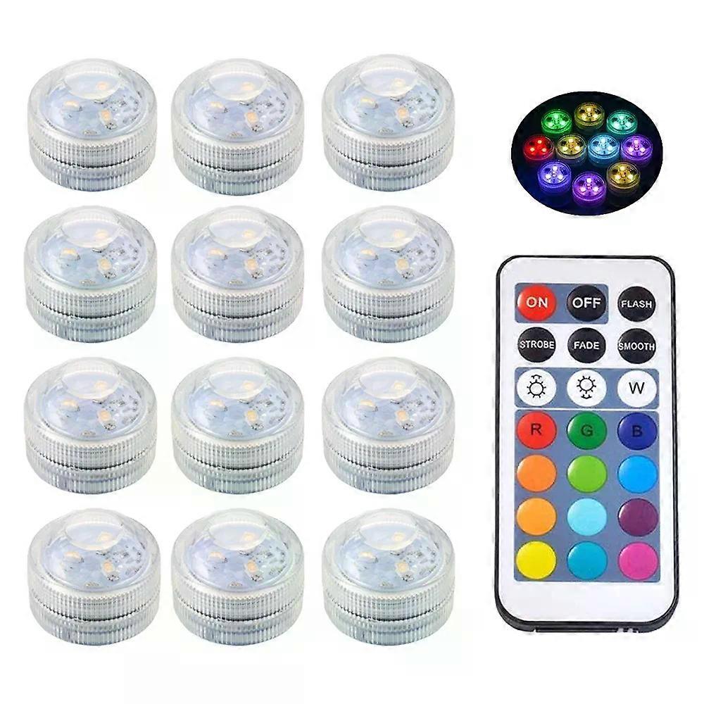 Mini Submersible Led Lights with Remote Small Underwater Tea Lights Candles Waterproof RGB Multicolor Lights Vase Pool Lighting