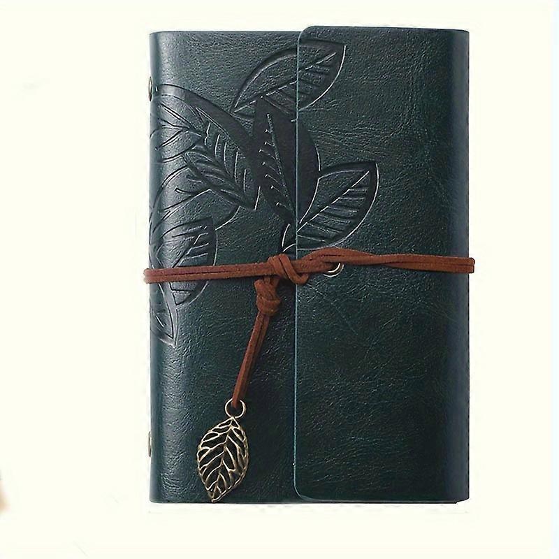 Retro Leaf Leather Loose Leaf Notebook with Portable Travel Record Book Study Stationery Essential Stationery for Students
