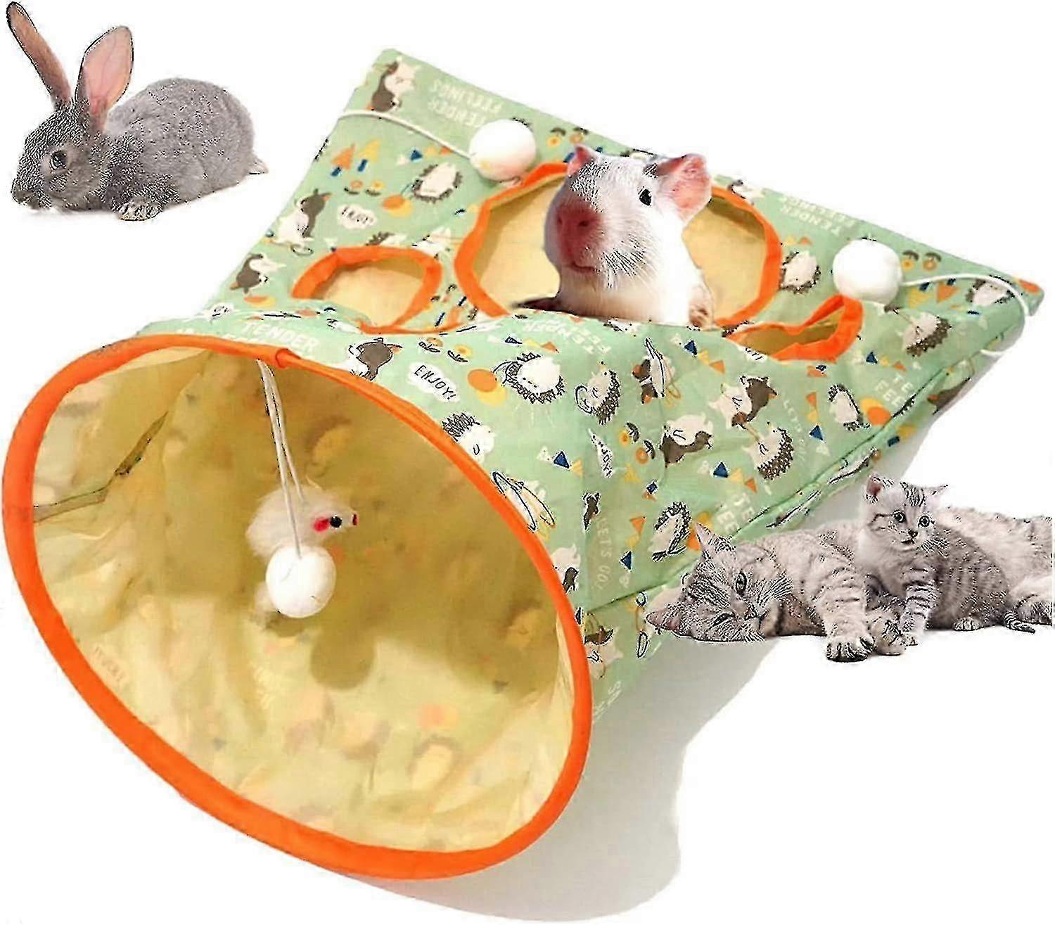 Cat Tunnel Toy, With 1 Little Mouse & 3 Toy Ball, Kitty Pet Collapsible Tunnel Crinkle Sack Bag Self Hide And Seek Play, Peekaboo Toy