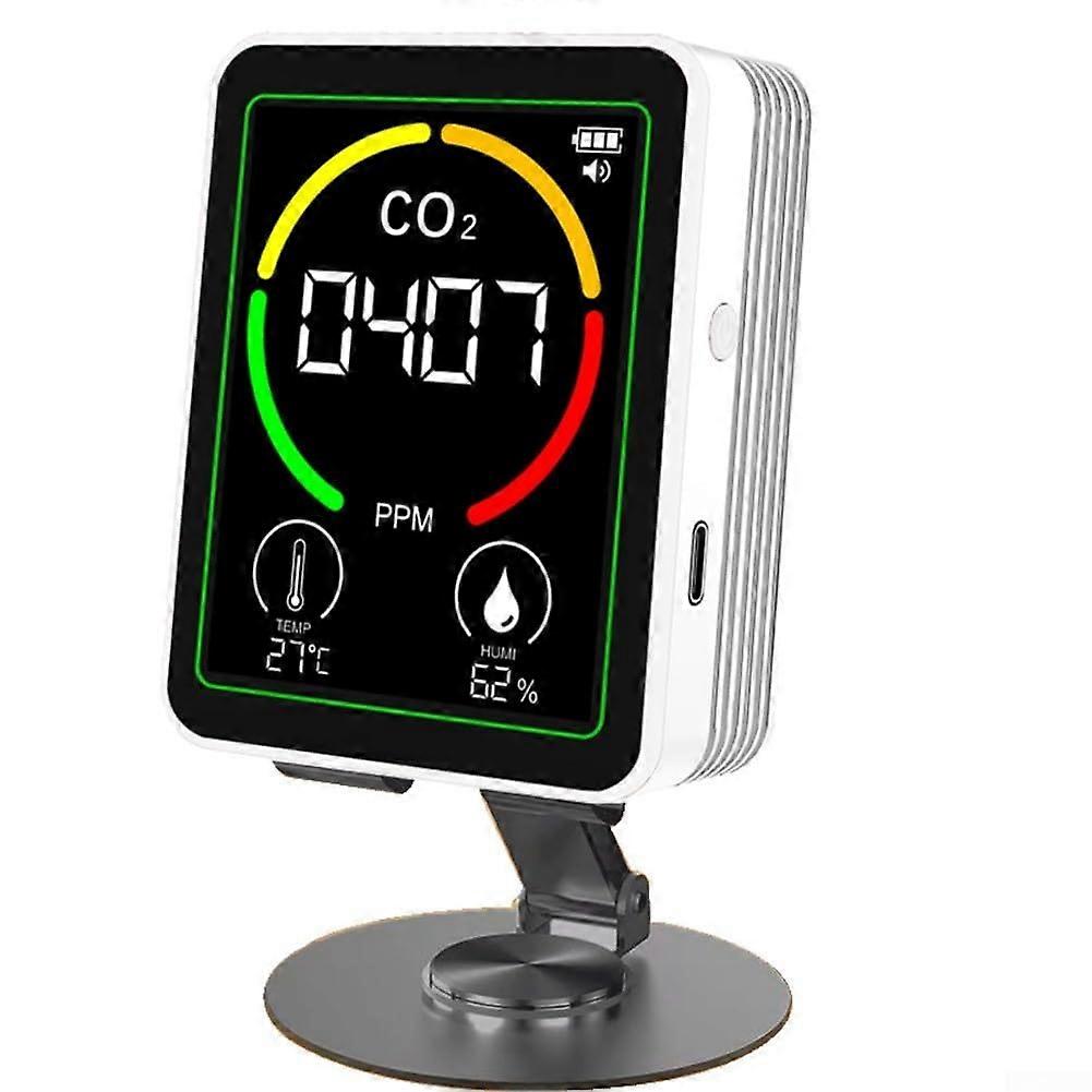 3in1 Carbon Dioxide Temperature And Humidity Air Monitor With LCD Display And Mount White