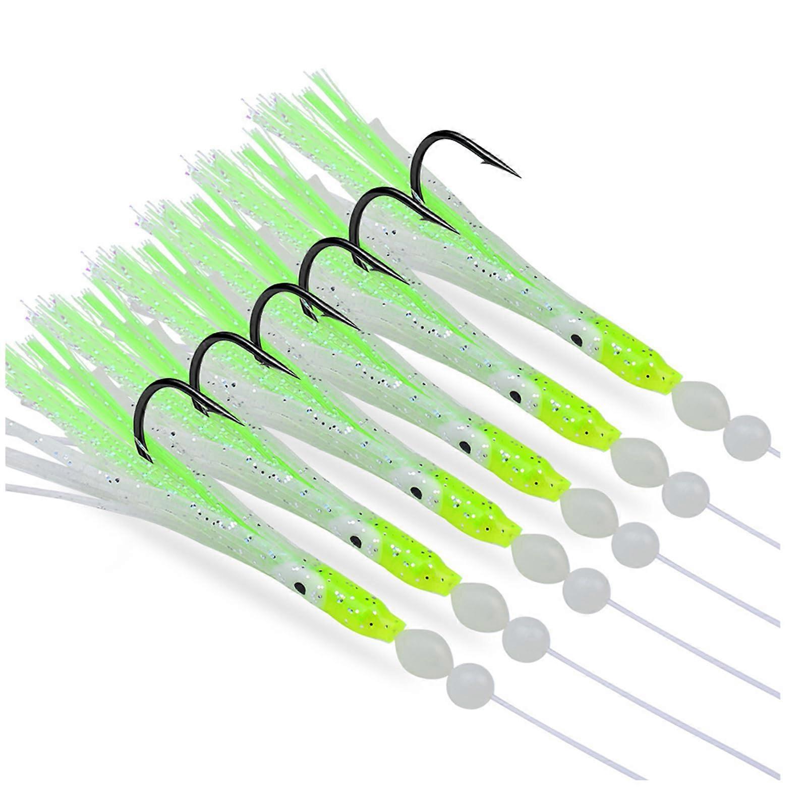 Squid Jigs 6Pcs Glow Color B Saltwater Fishing Trolling Lures Cuttlefish Hook Jig Style