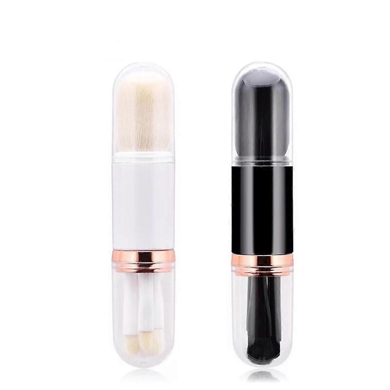 2 Sets Small Makeup Brush Set 4 In 1 Makeup Brush (black, White)